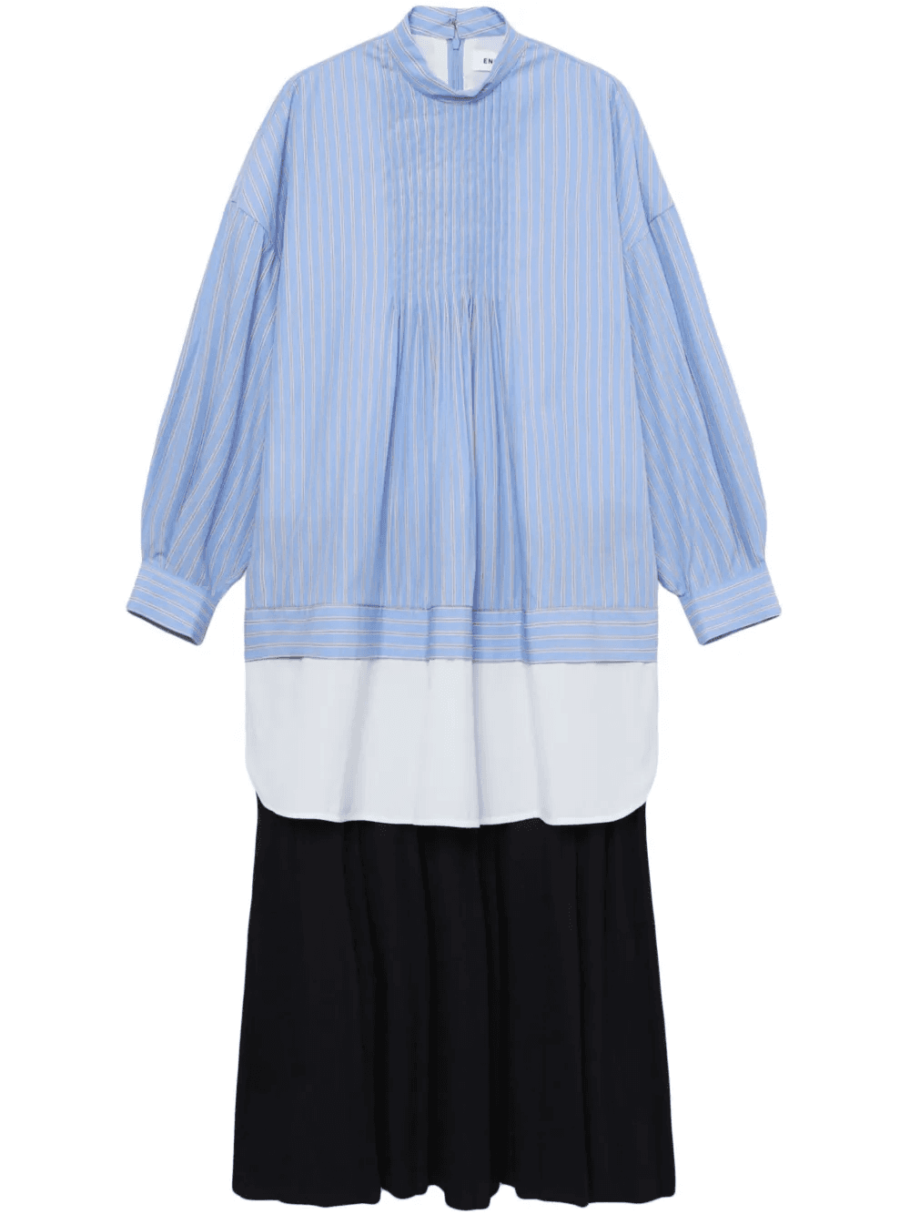 pinstripe-print layered cotton dress - Image 1