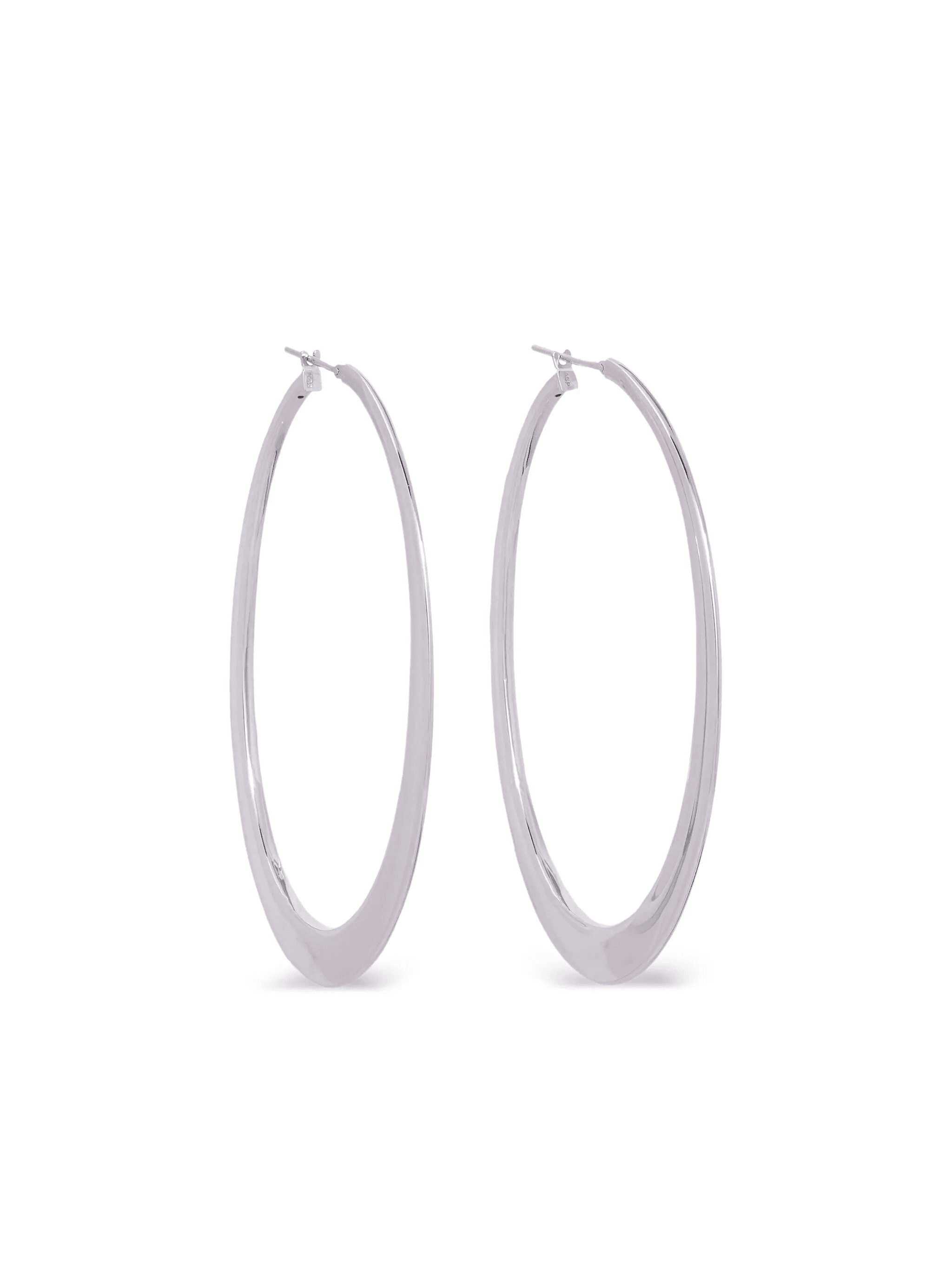 18K white gold crescent hoops earrings - Image 1