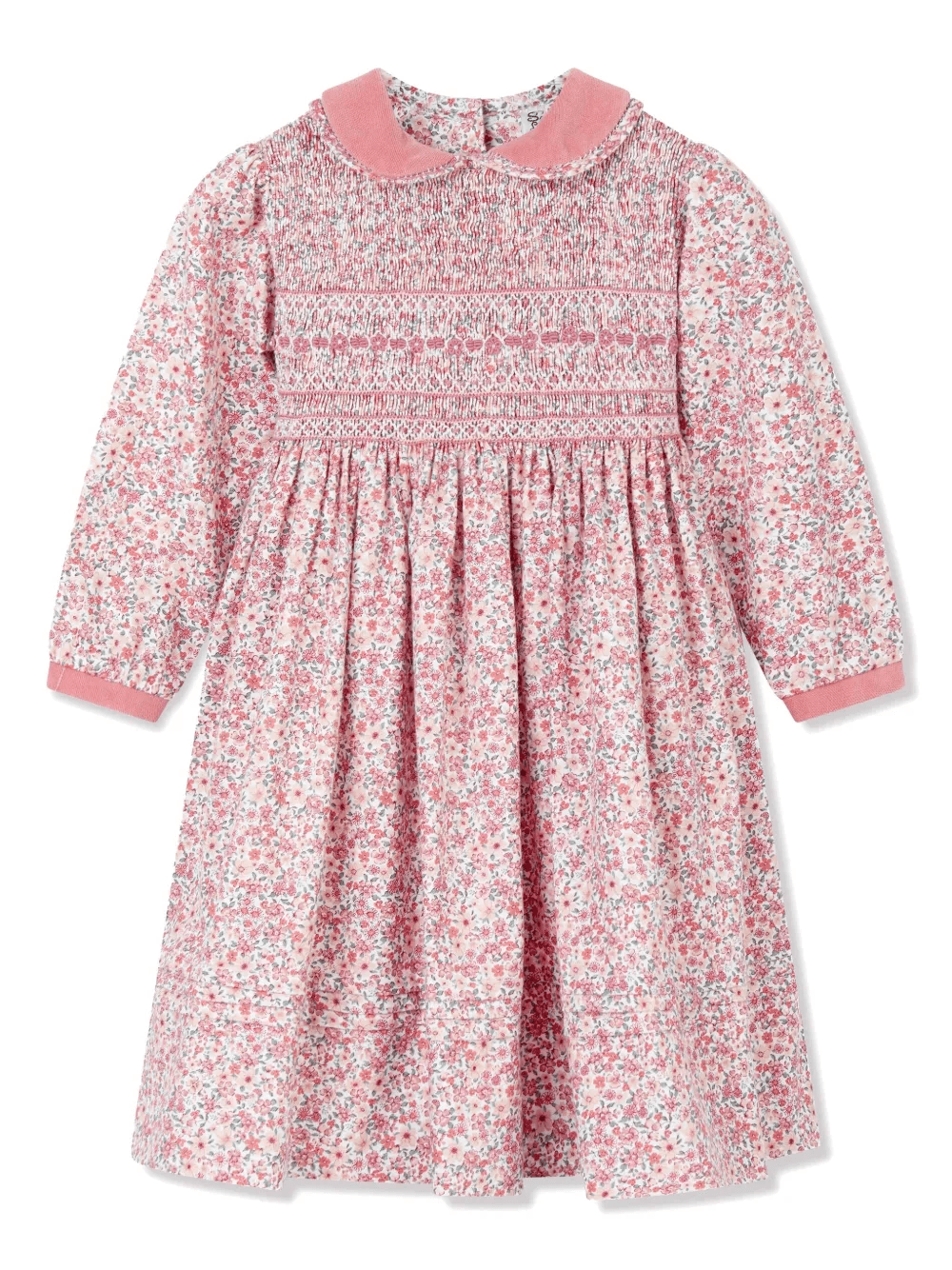 floral smocked-panel dress - Image 1