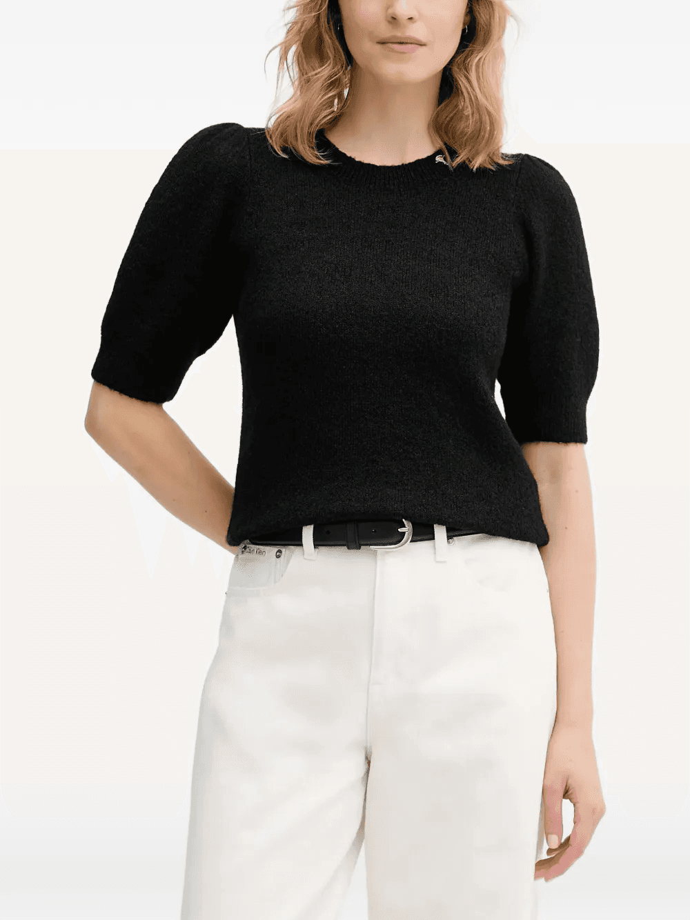Kylie puff-sleeve round-neck sweater - Image 1