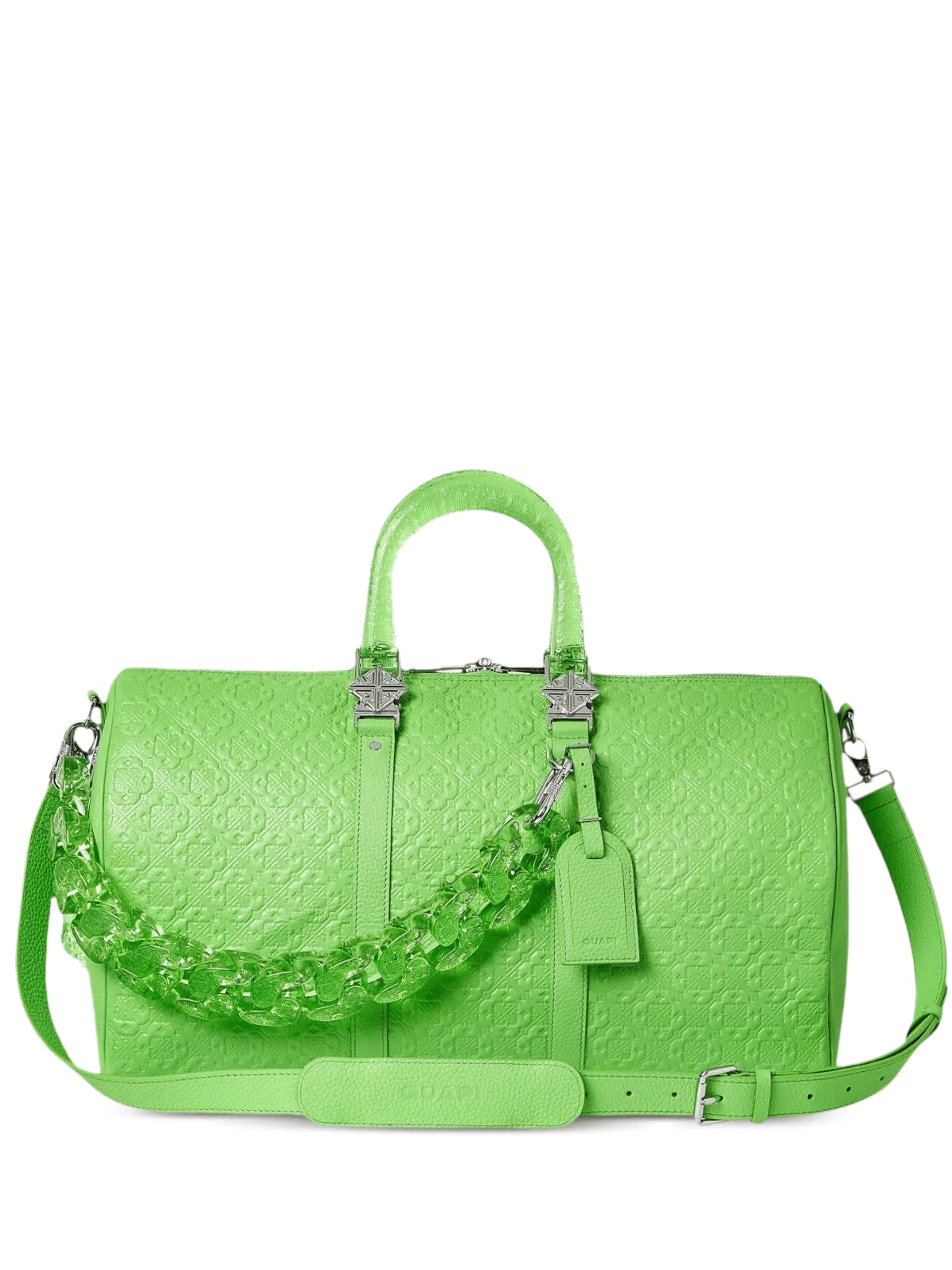 embossed chain leather duffle bag - Image 1