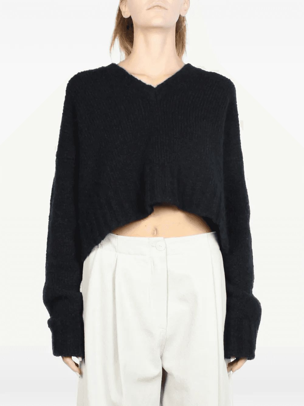 V-neck cropped sweater - Image 1