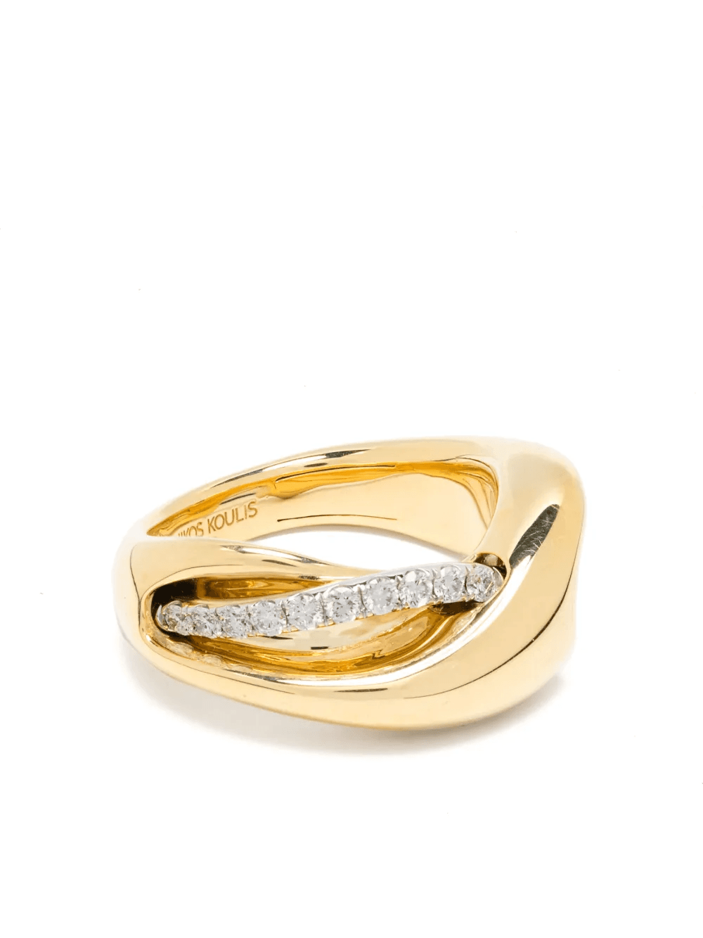 18kt yellow gold Interwoven diamond ring - Image 1