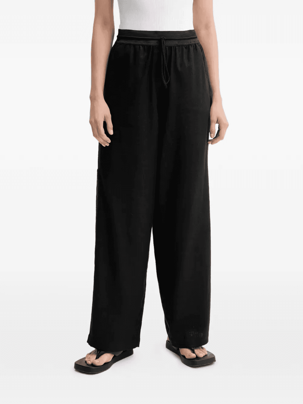 Linen drawstring pocket trousers - Image 1