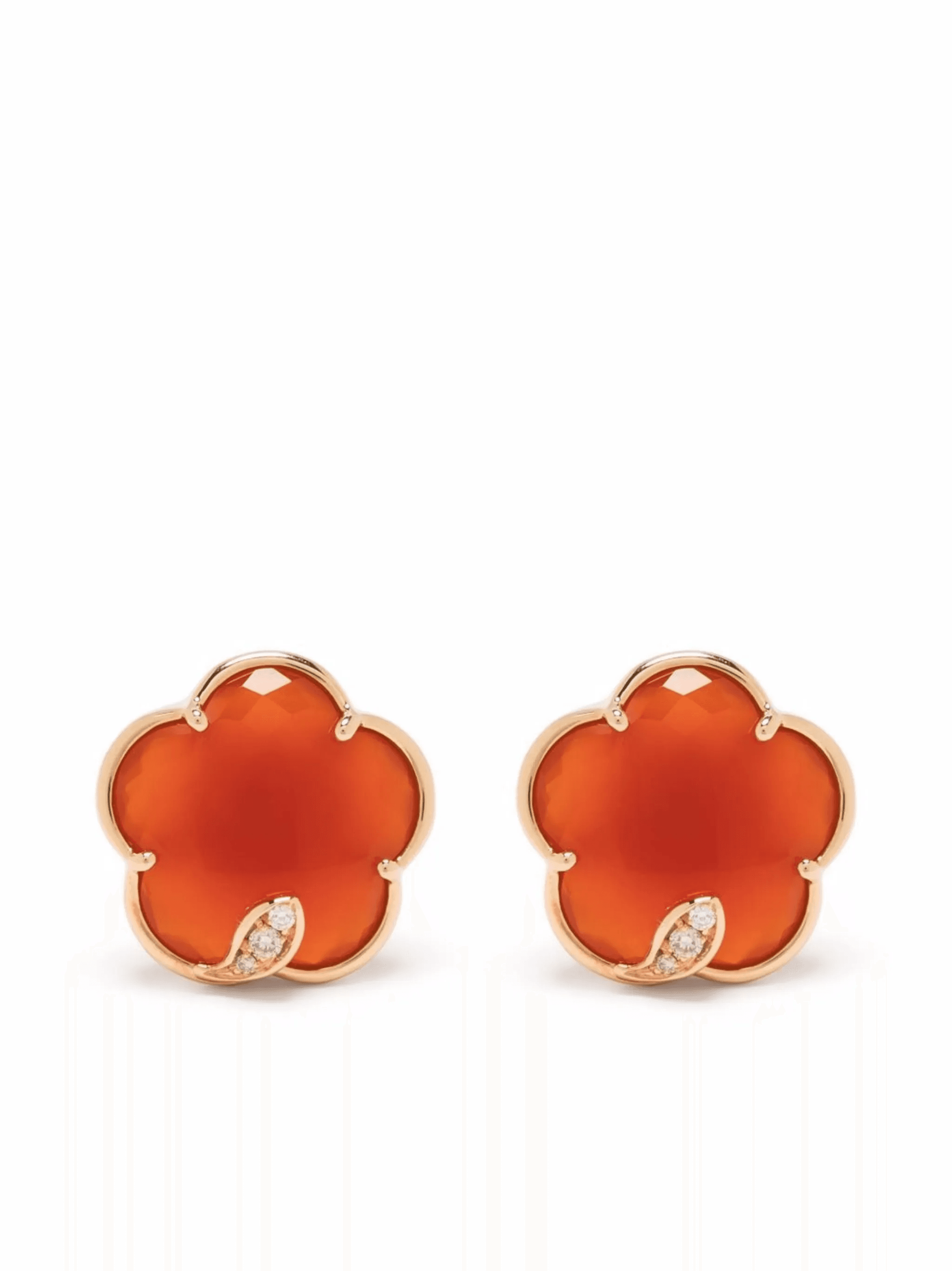 18kt rose gold Petit Joli carnelian and diamond stud earrings - Image 1