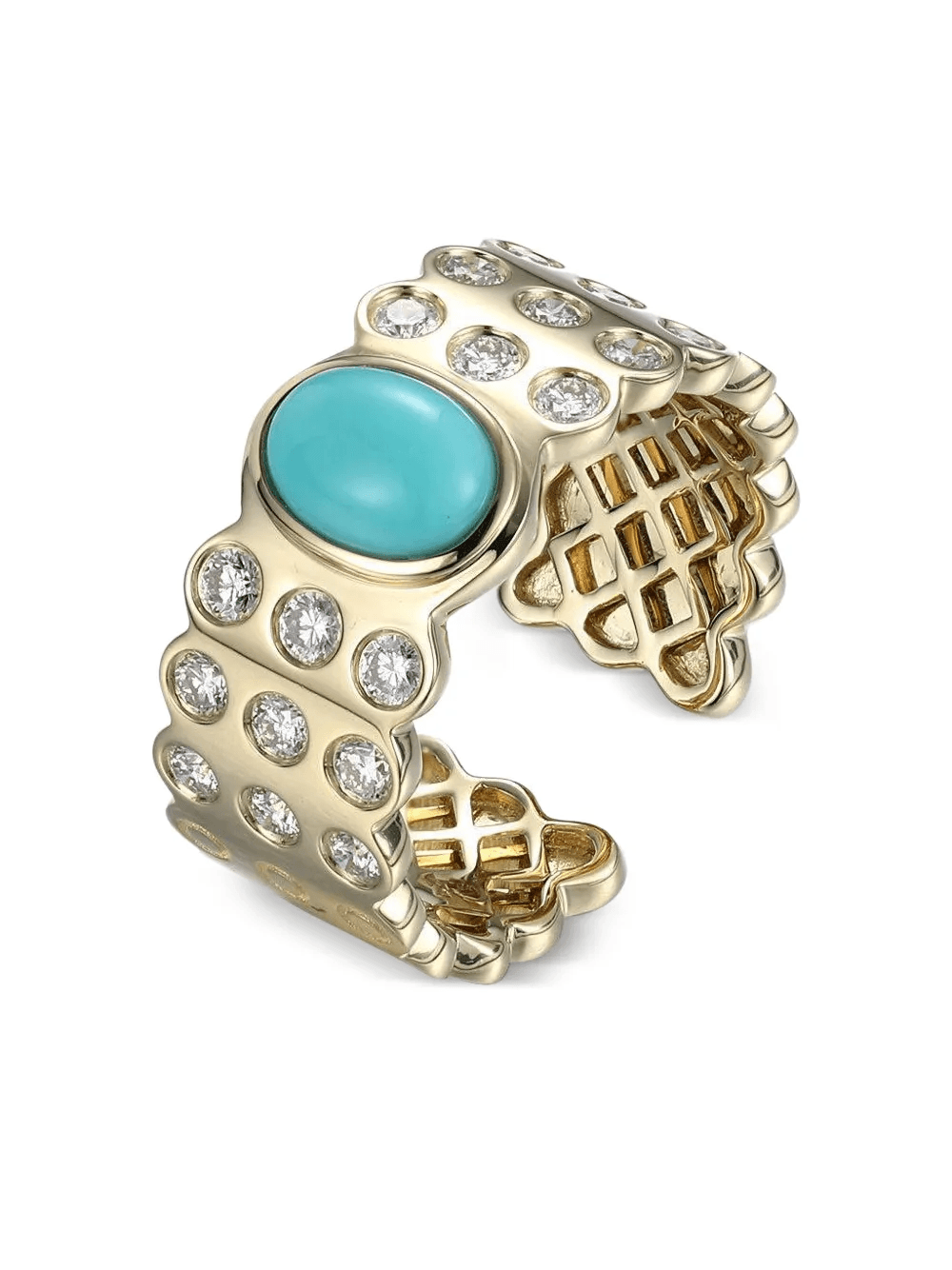 18K yellow gold Leggo 2.0 turquoise and diamond ring - Image 1