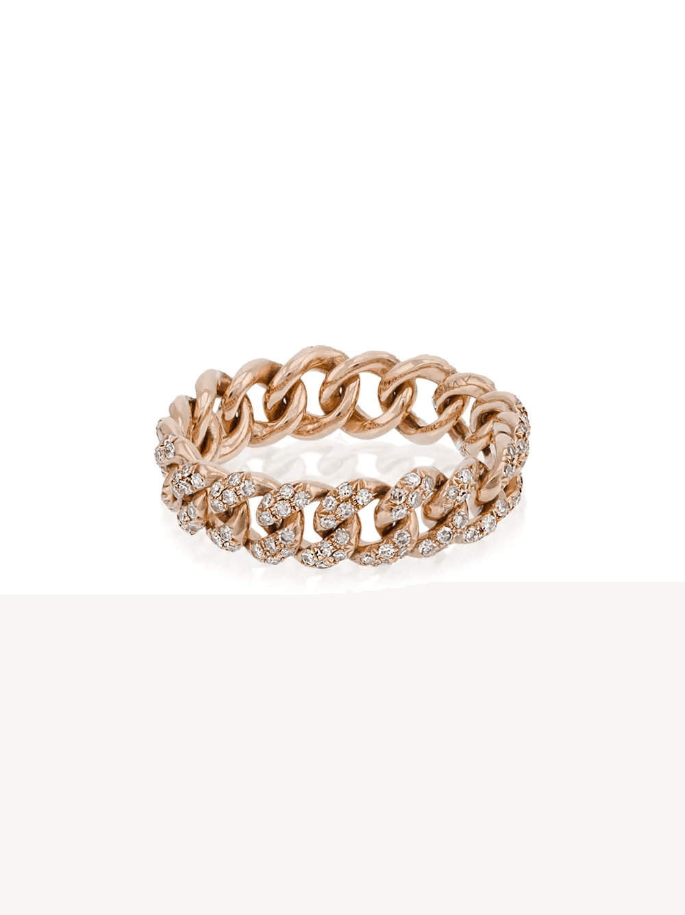 18K rolse gold essential diamond chain link ring - Image 1