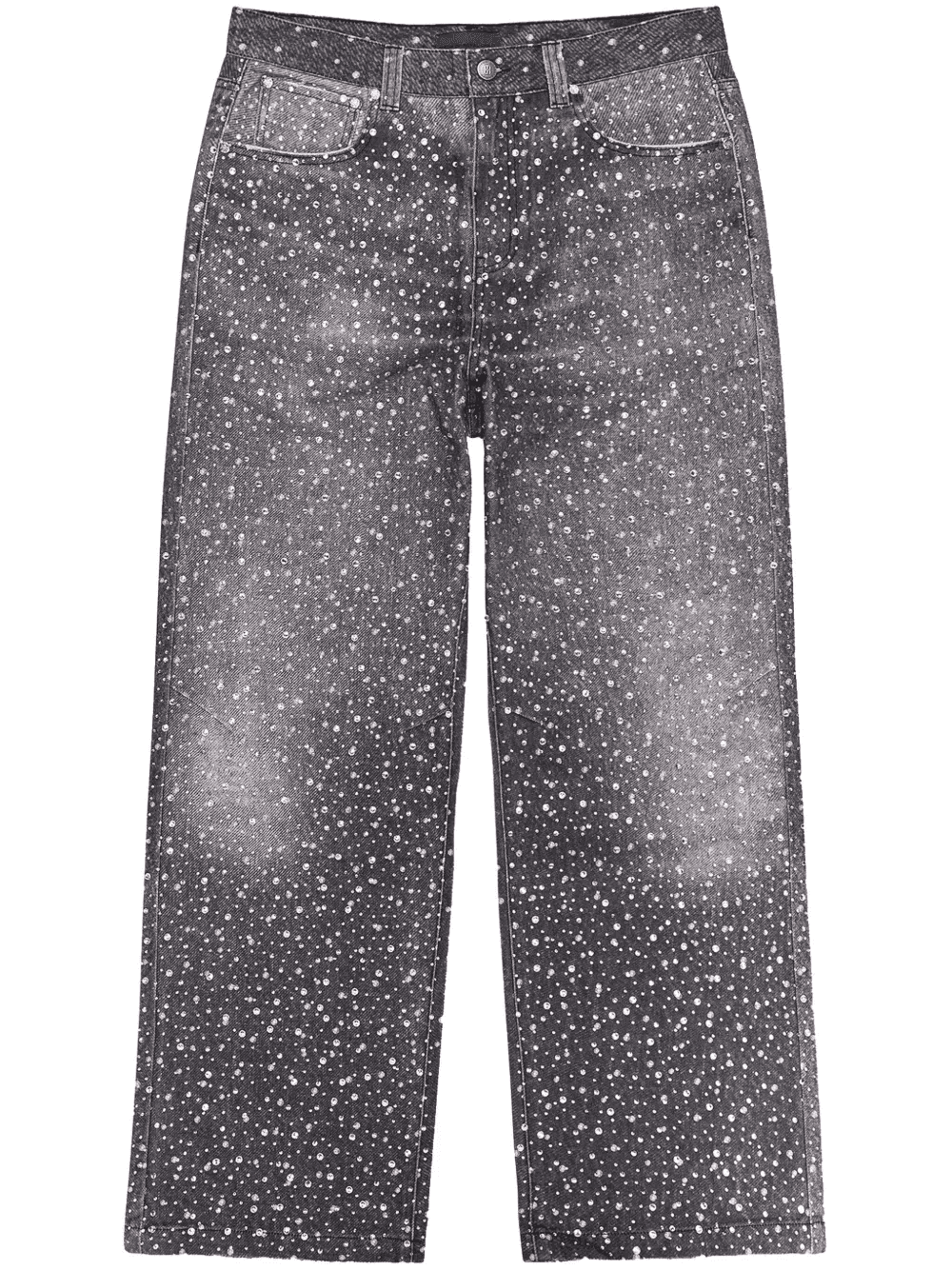 rhinestone-embellished "Black" straight jeans - Image 1