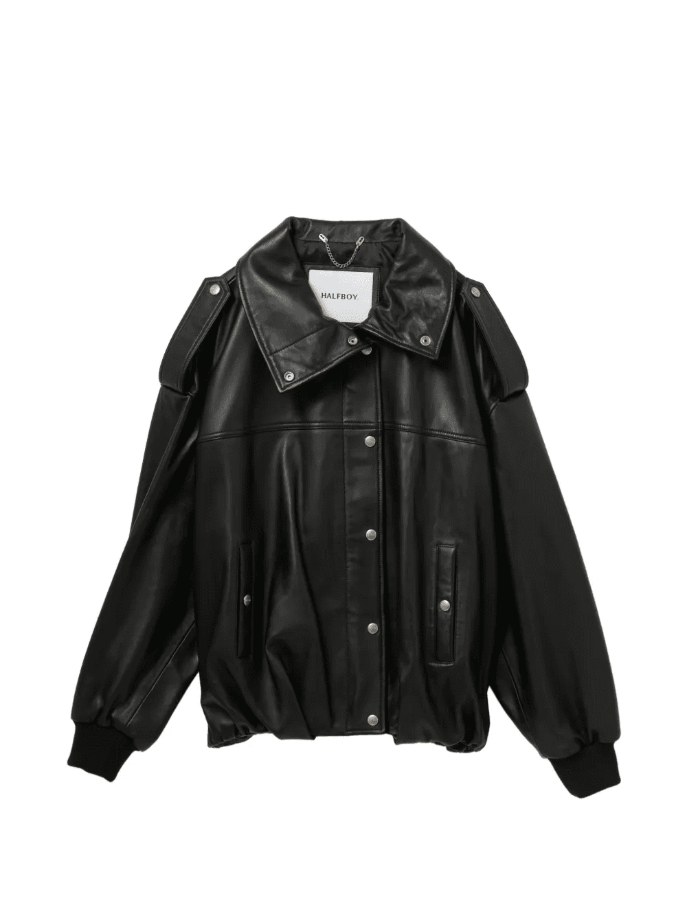 snap-button leather jacket - Image 1