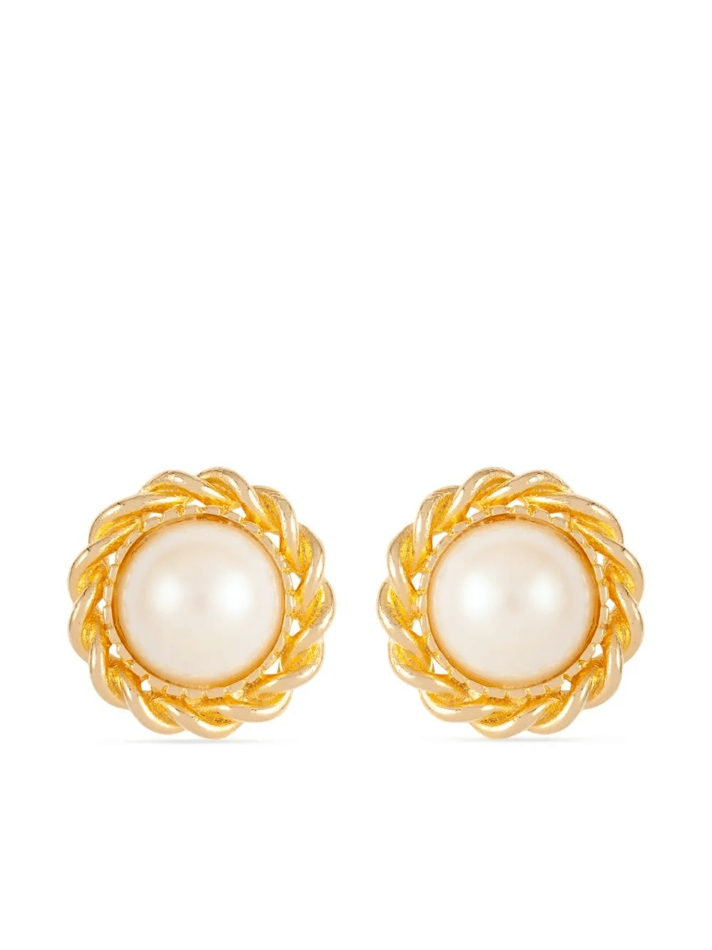 1990s faux pearl clip-on earrings - Image 1