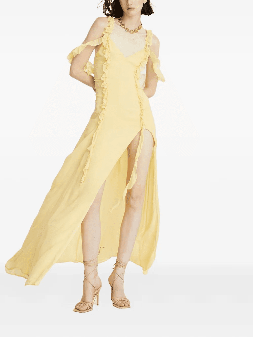 ruffl-details v-neck maxi dress - Image 1