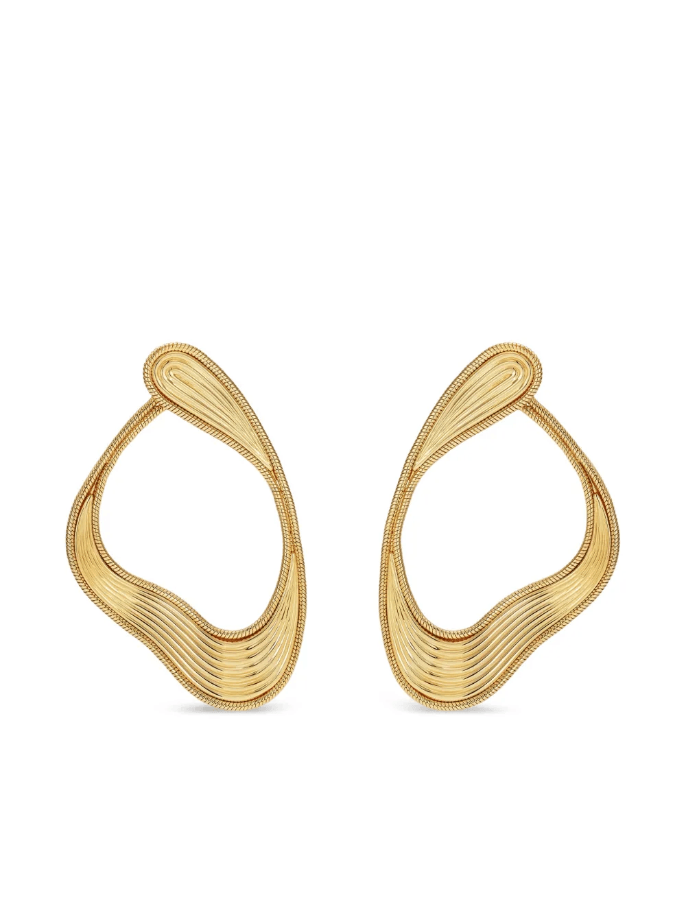 18K yellow gold medium Stream Lines loop earrings - Image 1