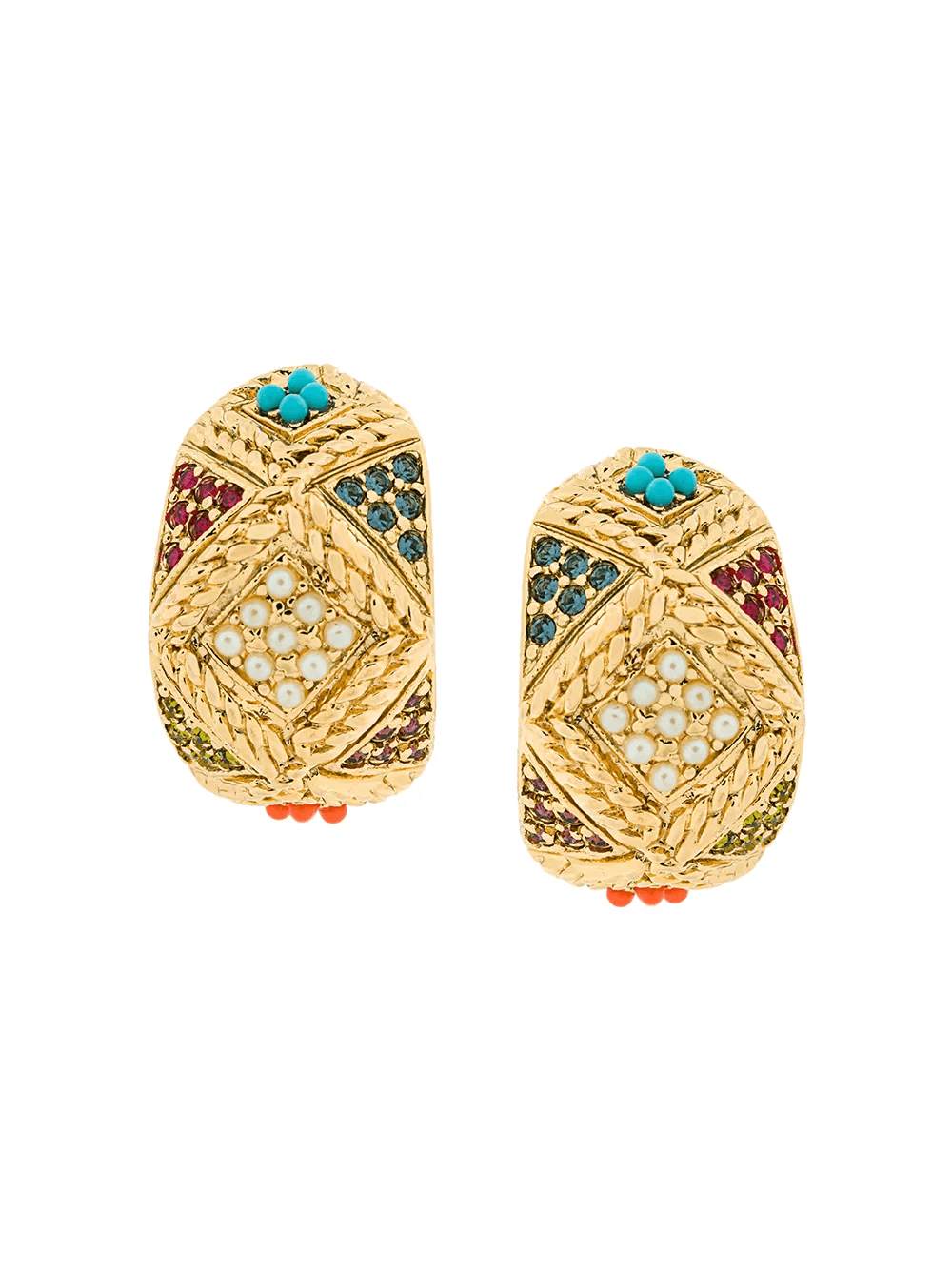 1980s Vintage D'Orlan Colourful Hoop Earrings - Image 1