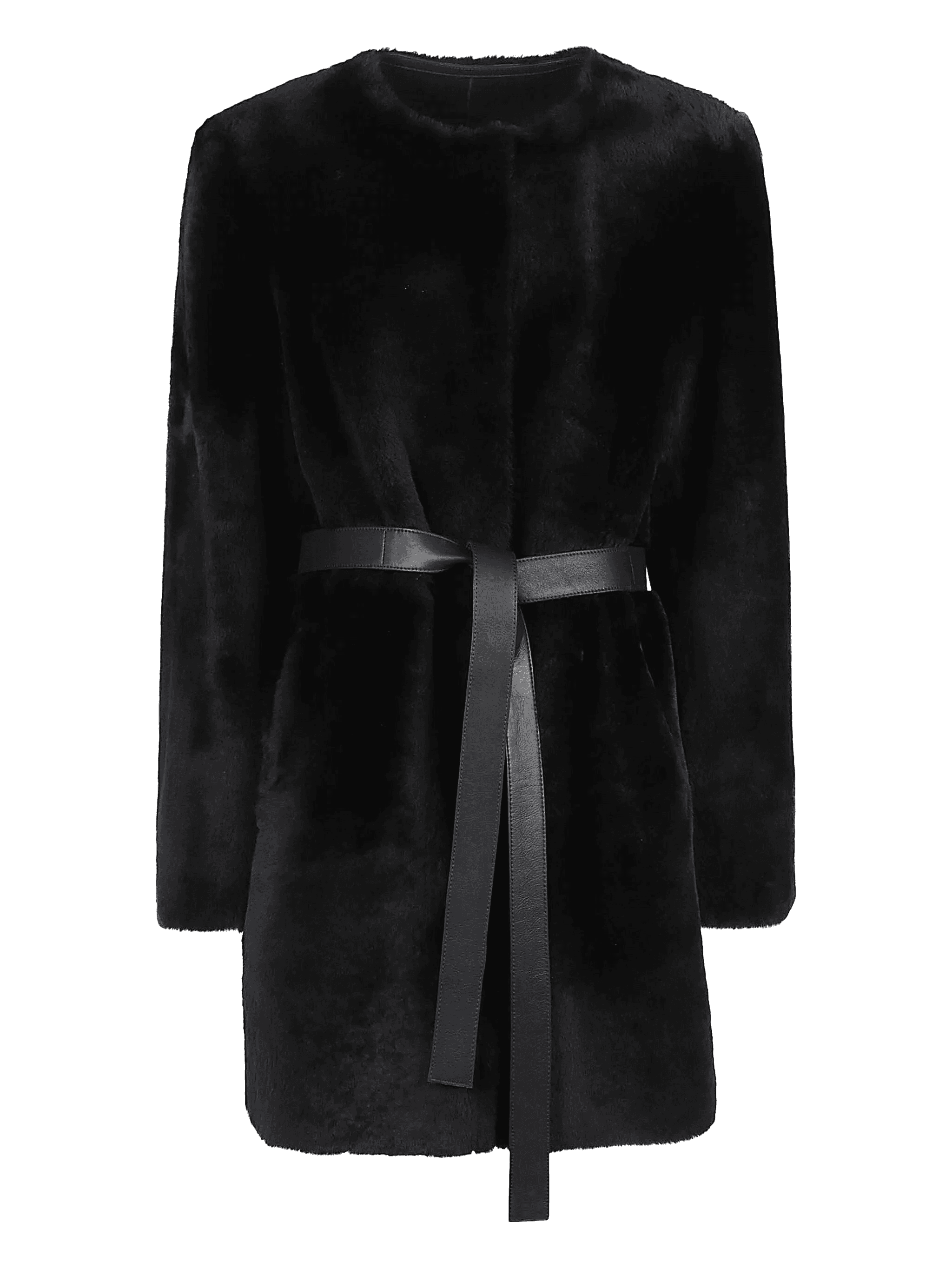 belted leather coat - Image 1
