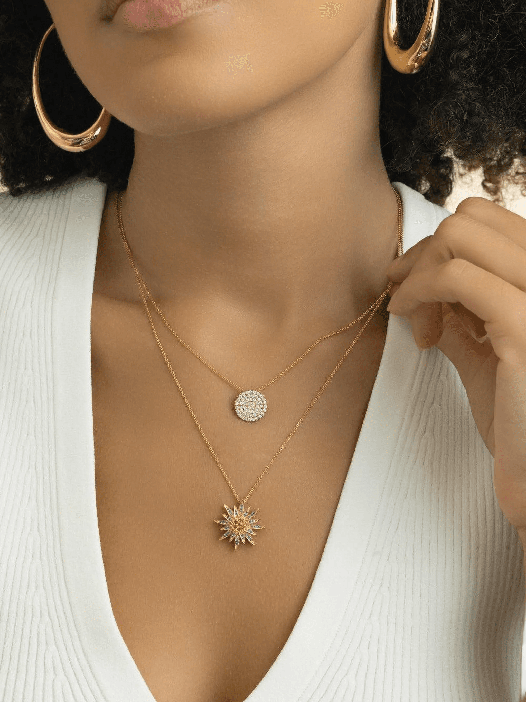 18K yellow gold Disc diamond necklace - Image 1