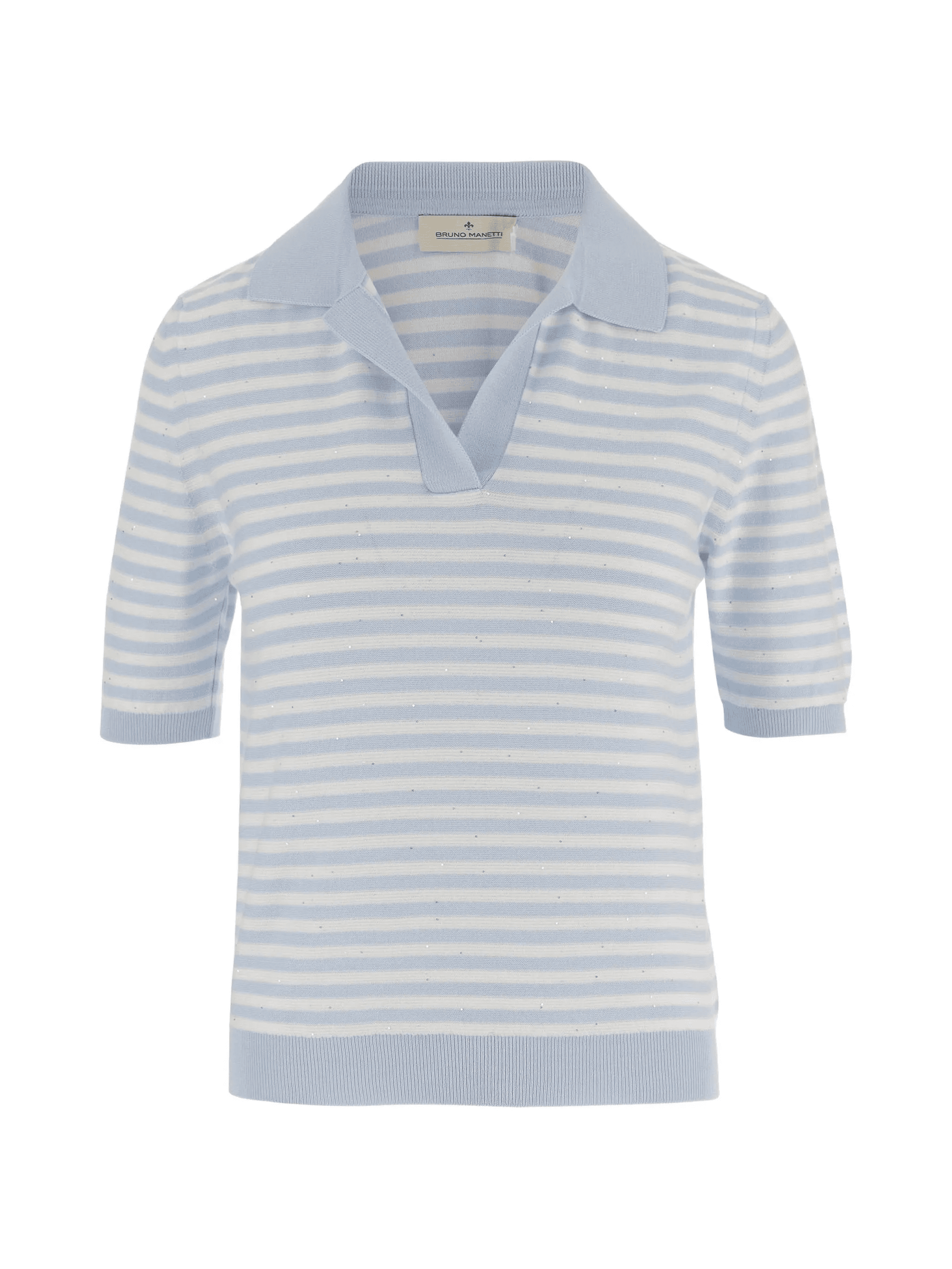 striped-pattern collared T-shirt - Image 1