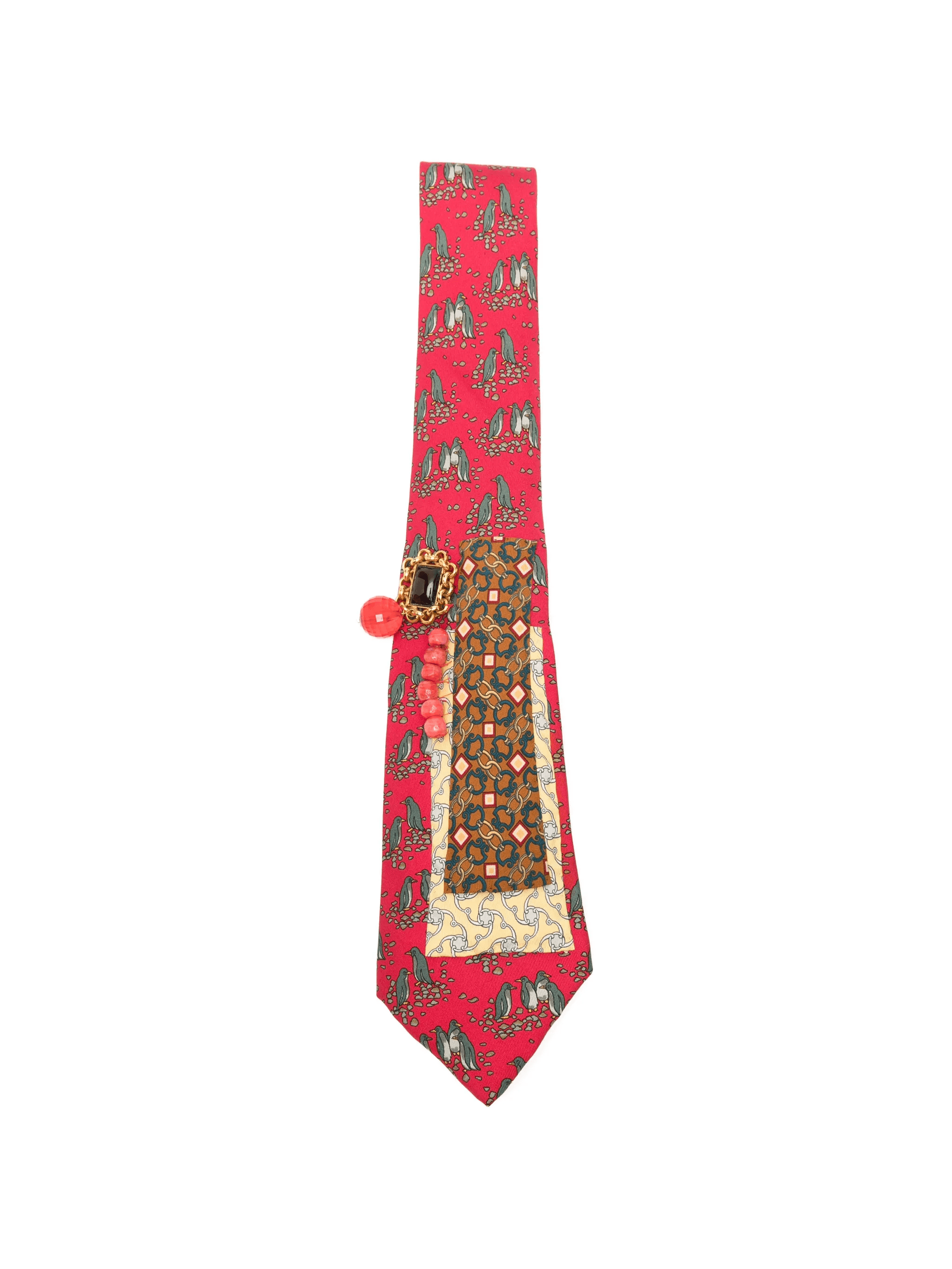 x Stefania Bertoni customised Hermès beaded silk tie - Image 1