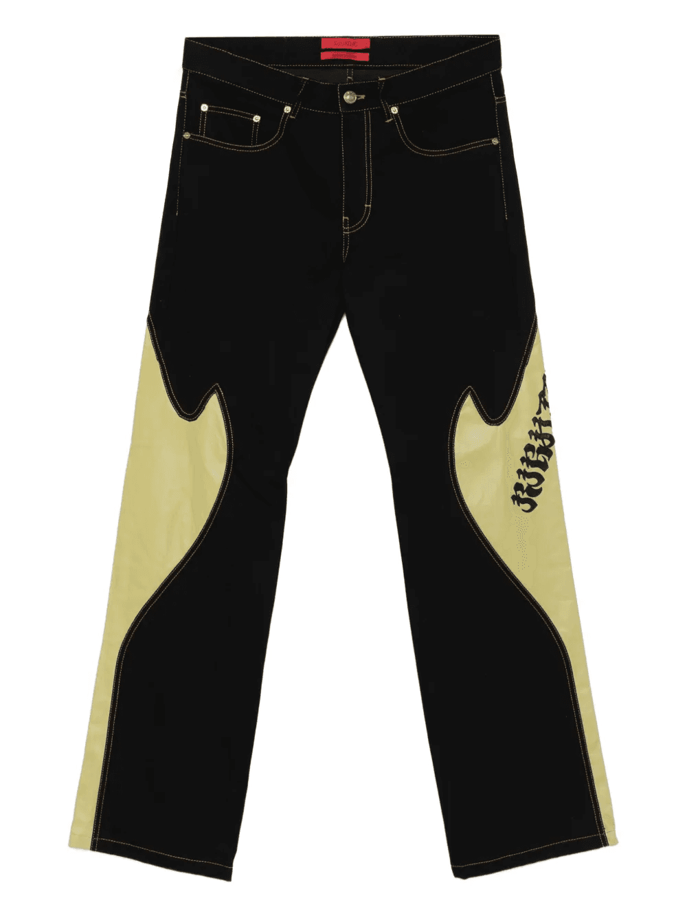 leather-panelled logo jeans - Image 1