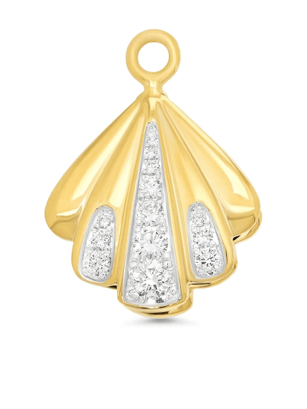18K yellow gold sea shell-pendant diamond charm - Image 1