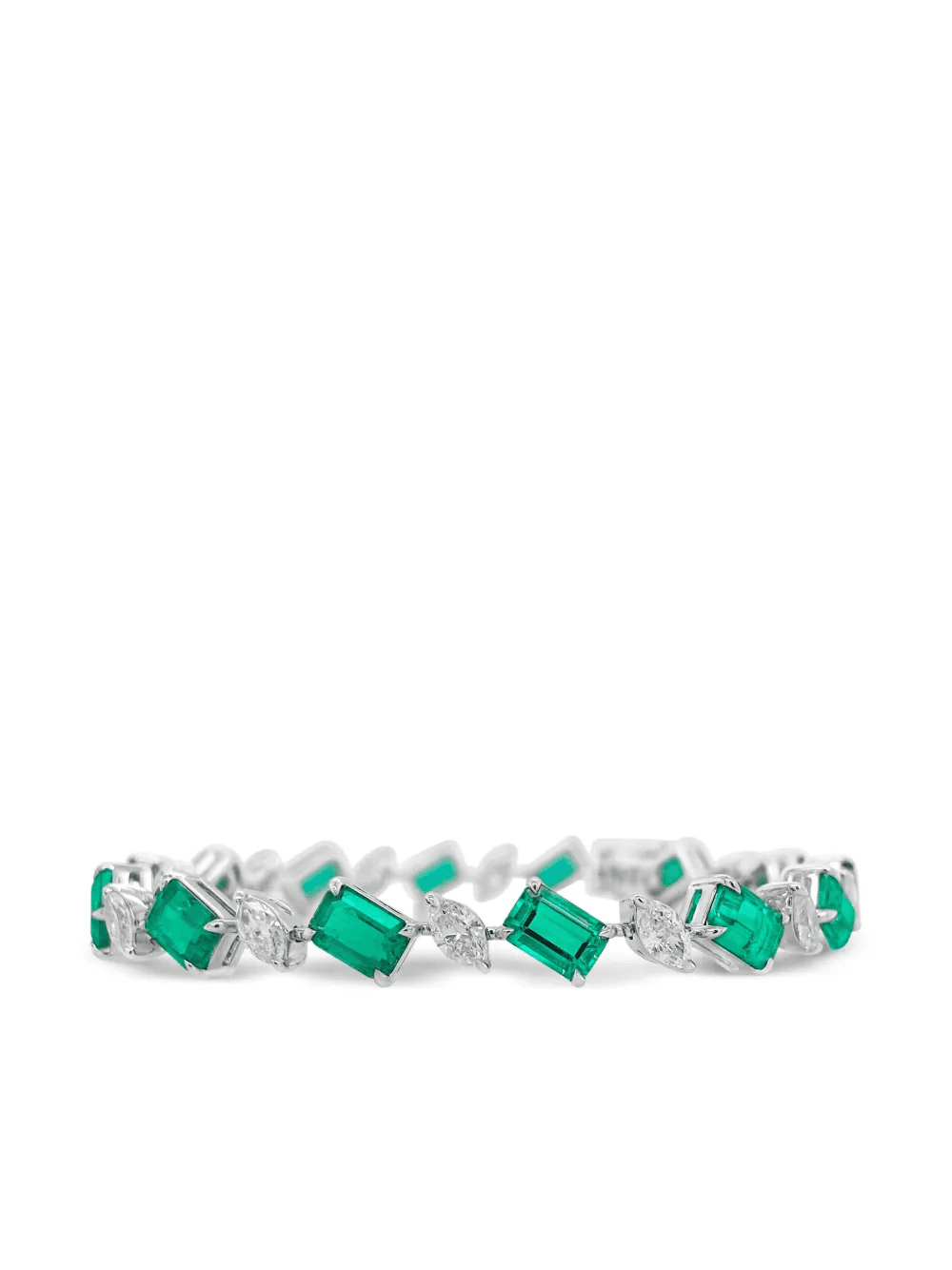 emerald and diamond tennis bracelet - Image 1