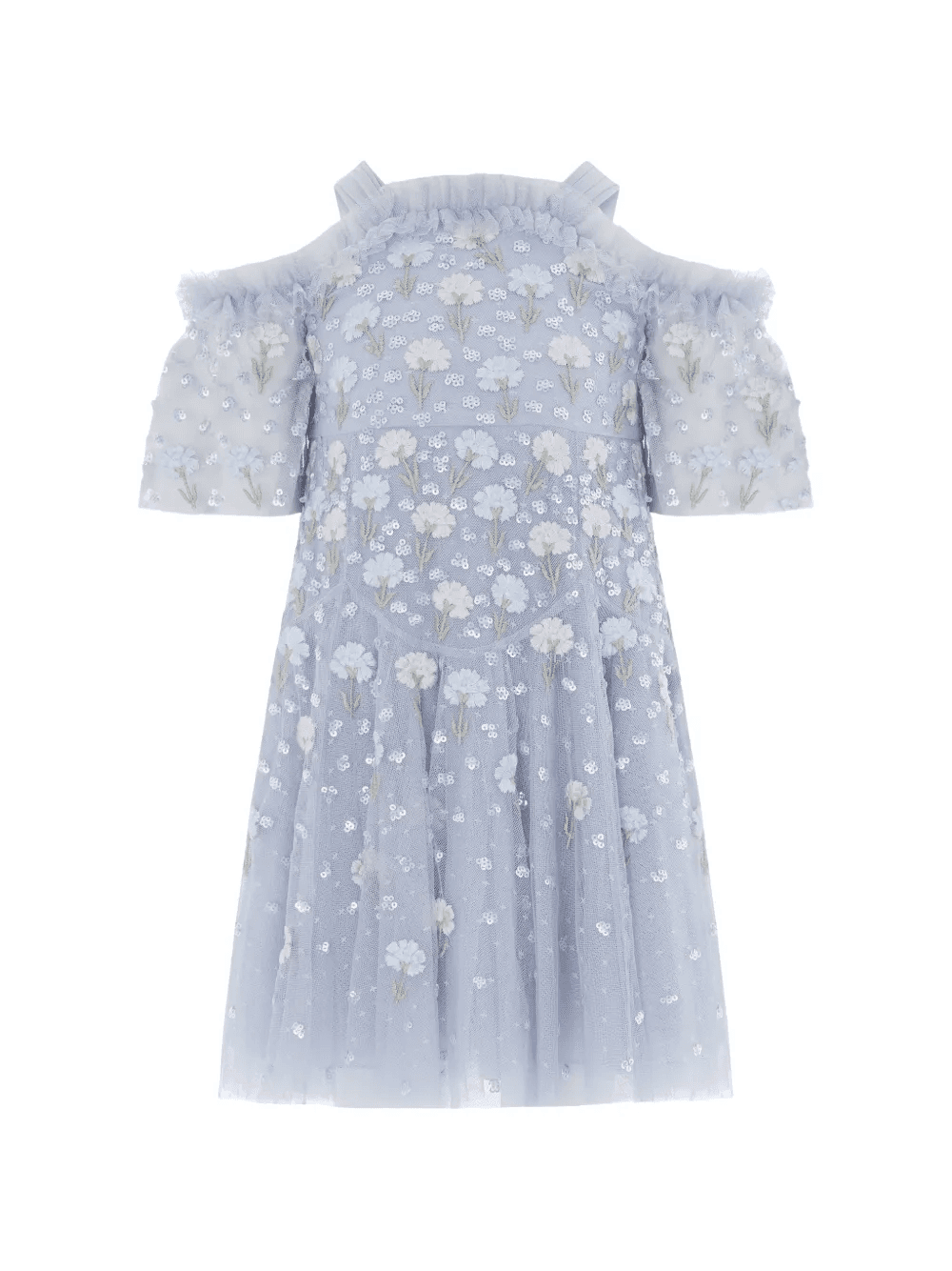 floral embellished cold-shoulders party dress - Image 1