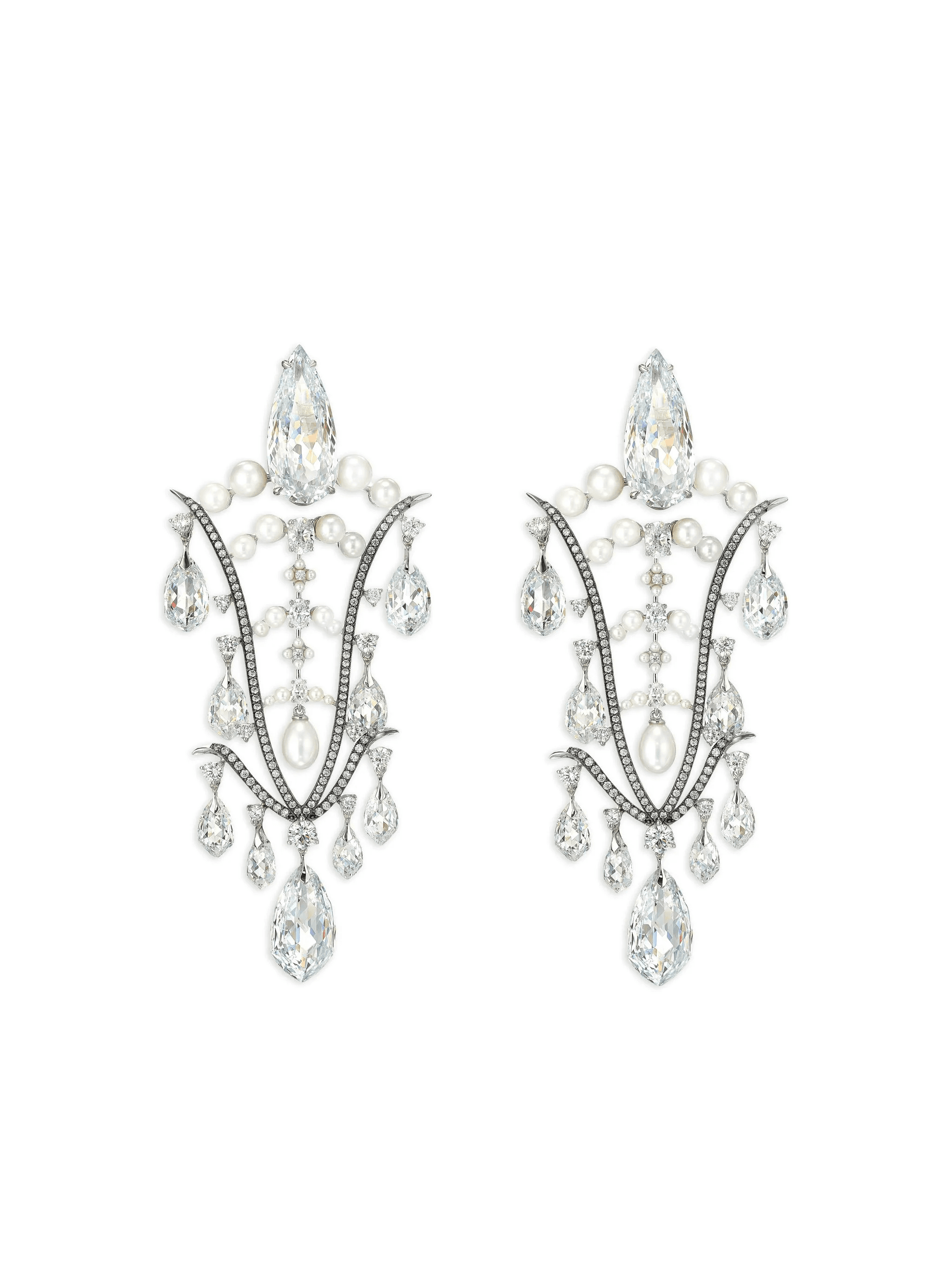 14K white gold and rhodium vermeil Supernova sapphire earrings - Image 1