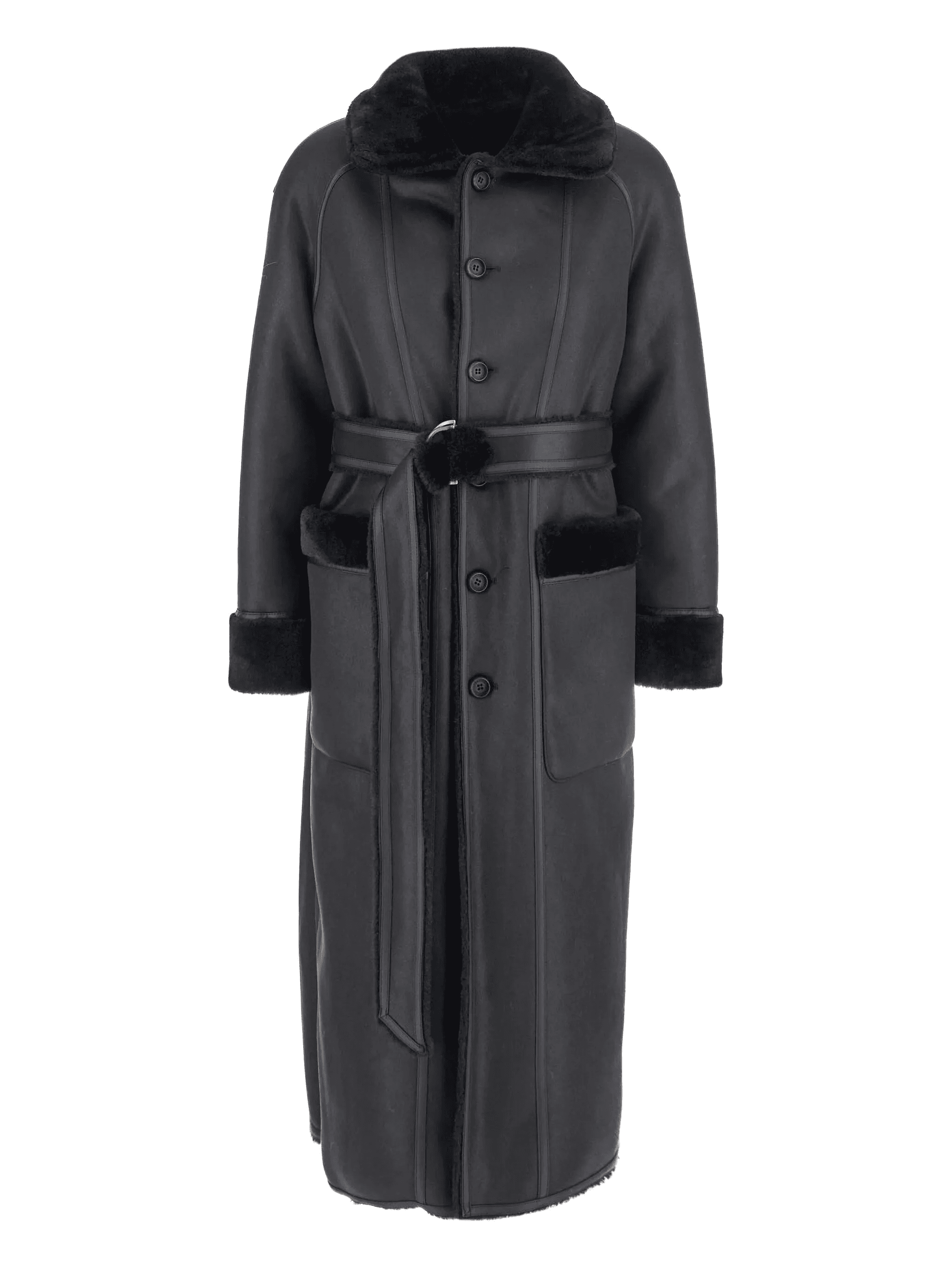 belted faux-fur coat - Image 1