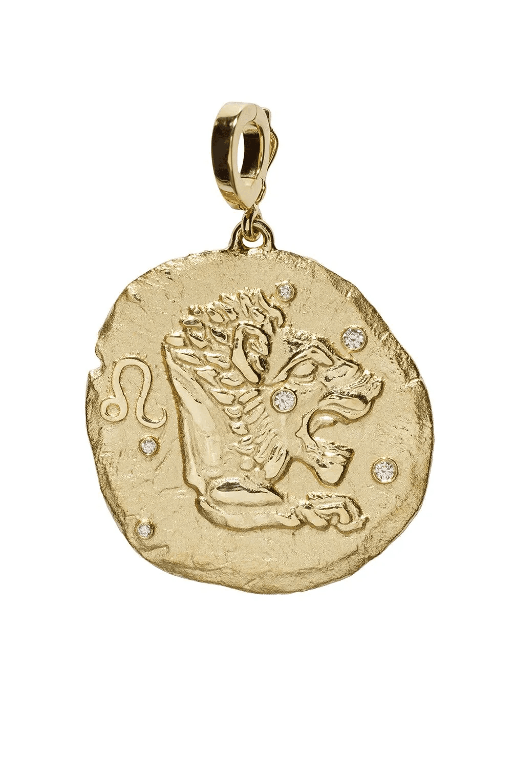 18K yellow gold Of The Stars Leo diamond coin charm - Image 1