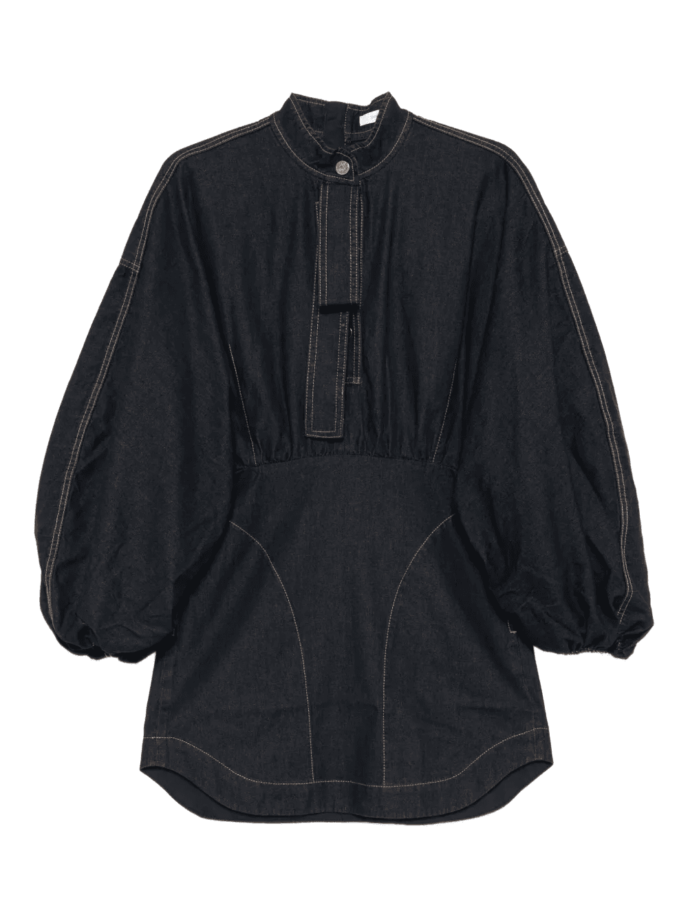 bishop-sleeve denim mini dress - Image 1