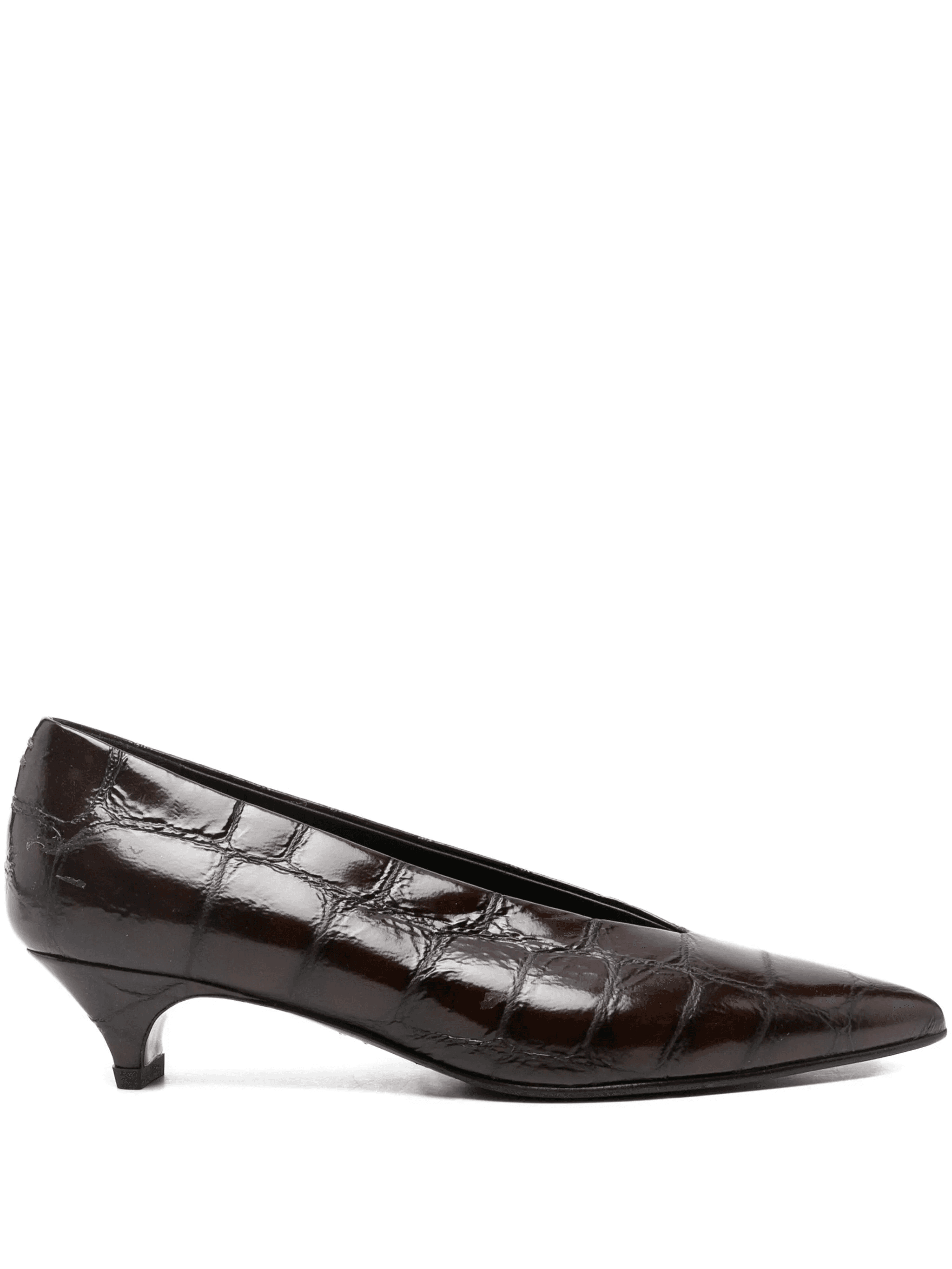 crocodile-effect pointed-toe pumps - Image 1