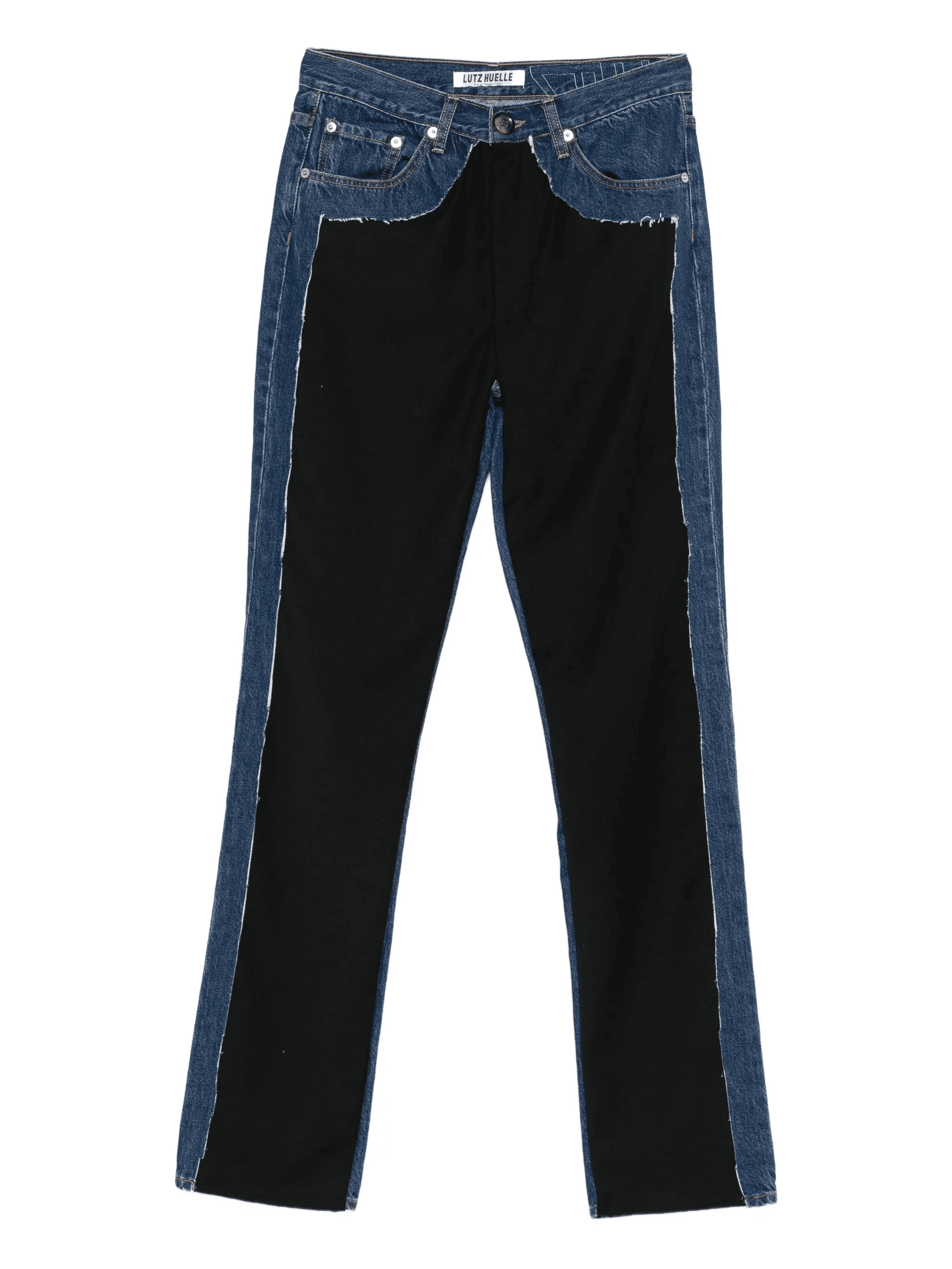 denim panelled straight-leg jeans - Image 1