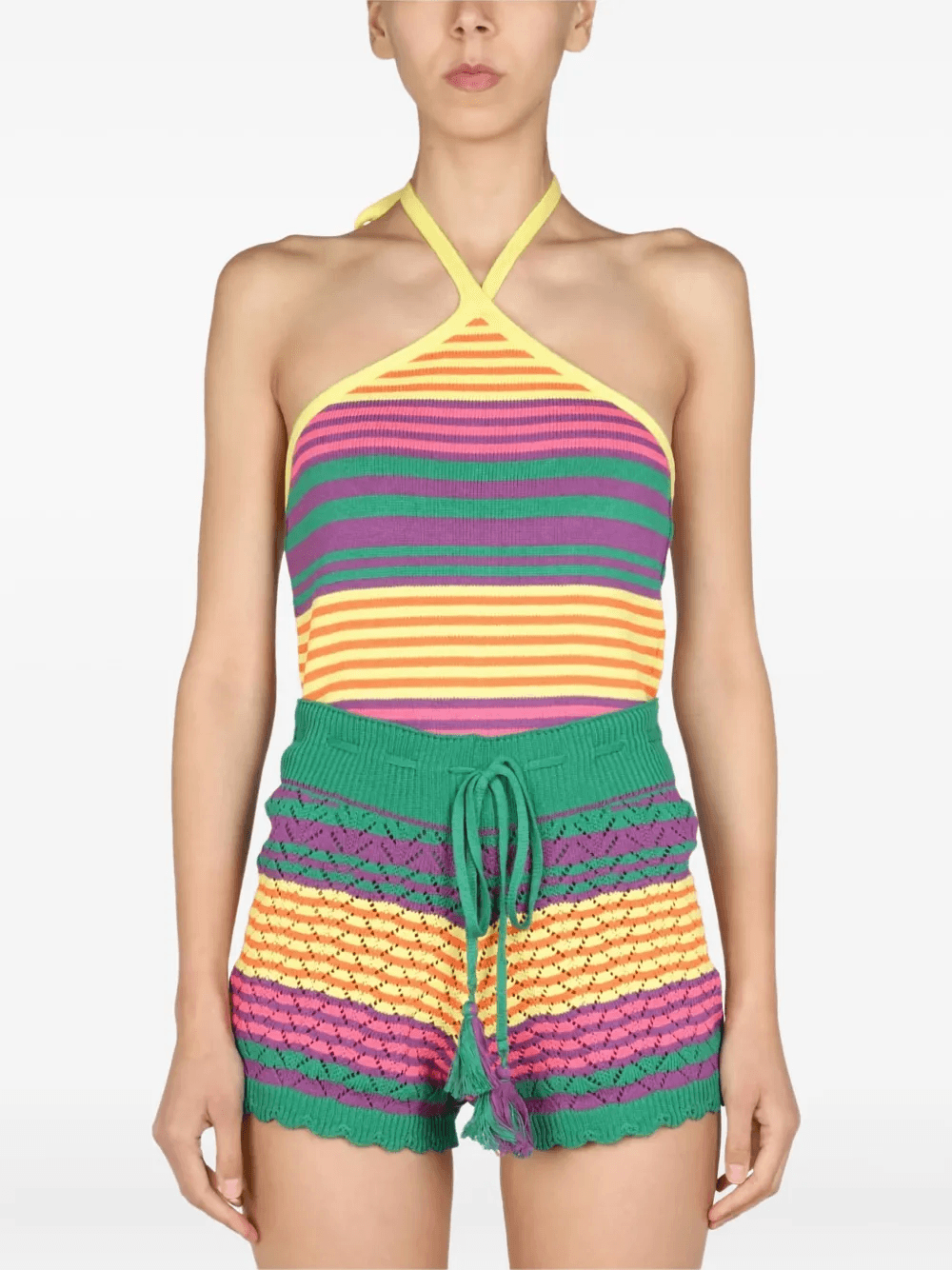 striped halter-neck top - Image 1