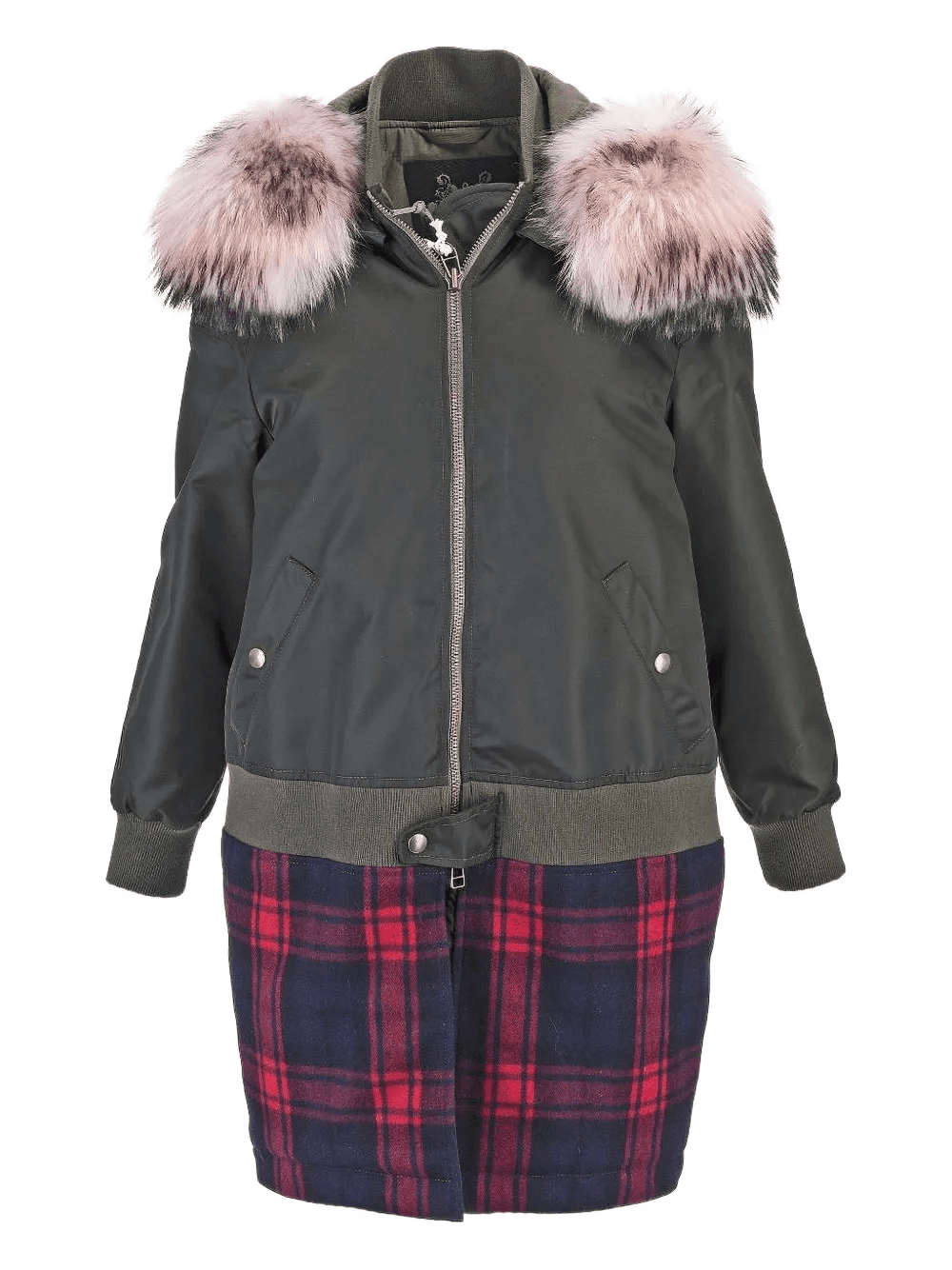 fur-trim hooded coat - Image 1