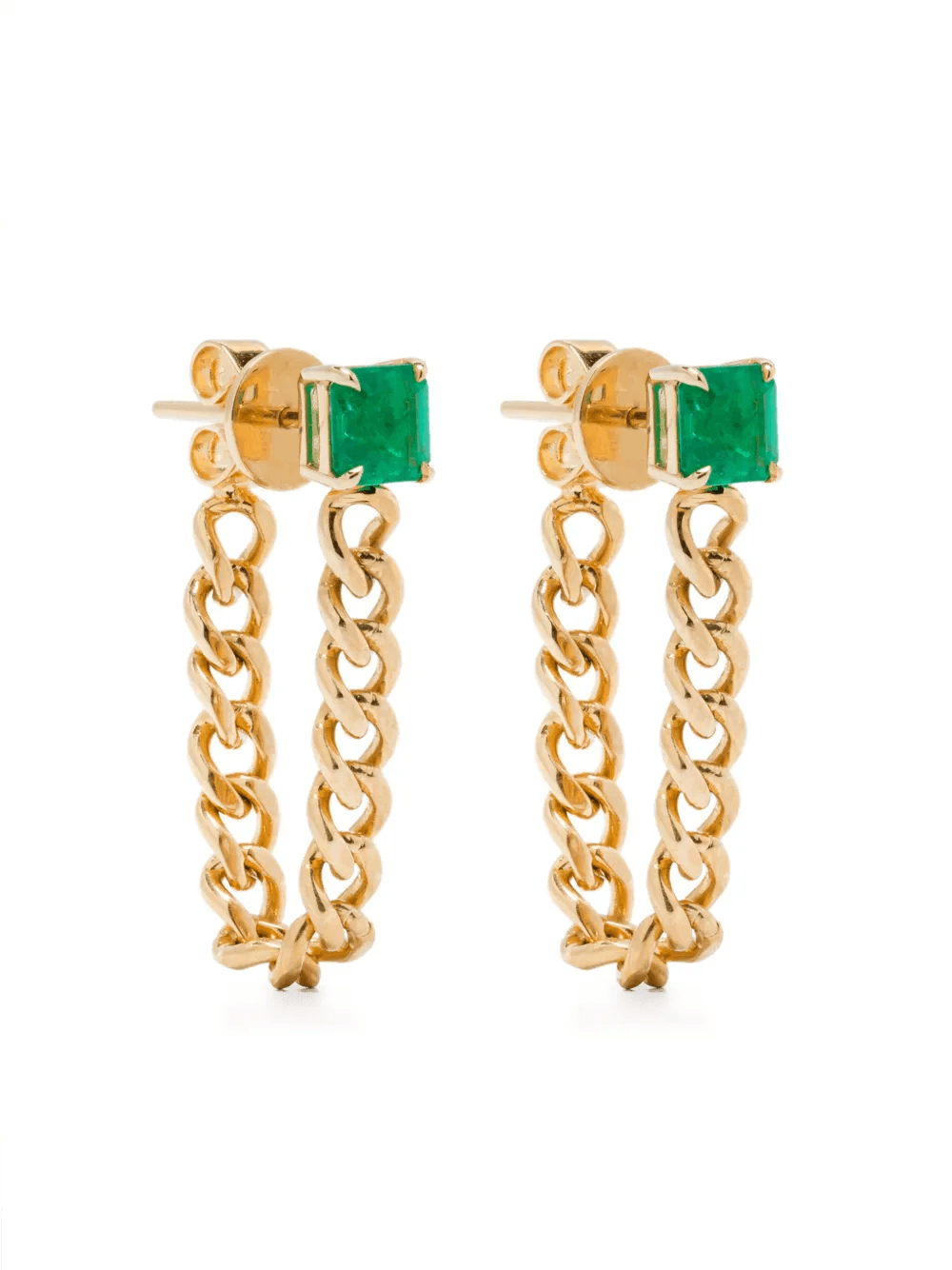 18KT yellow gold emerald earrings - Image 1