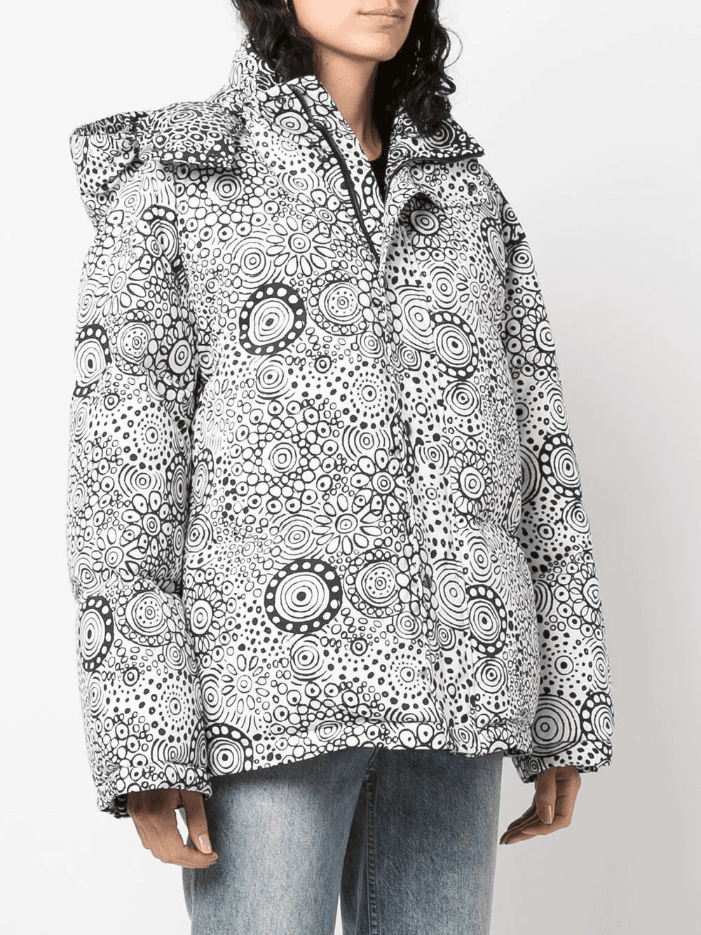 abstract-print hooded puffer jacket — Image 3