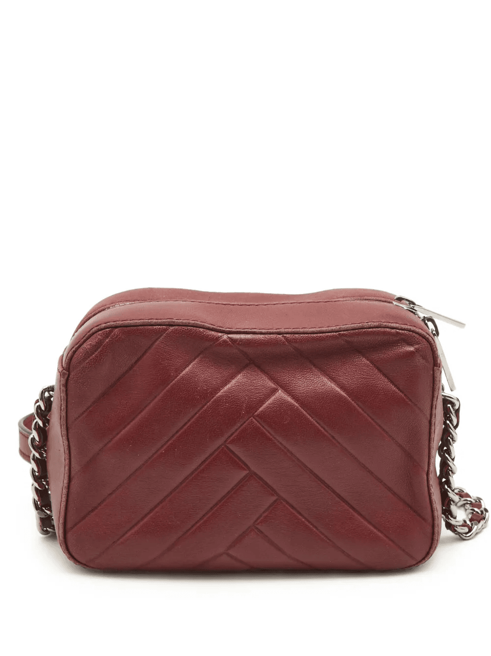 Pre-owned chevron leather shoulder bag - Image 1