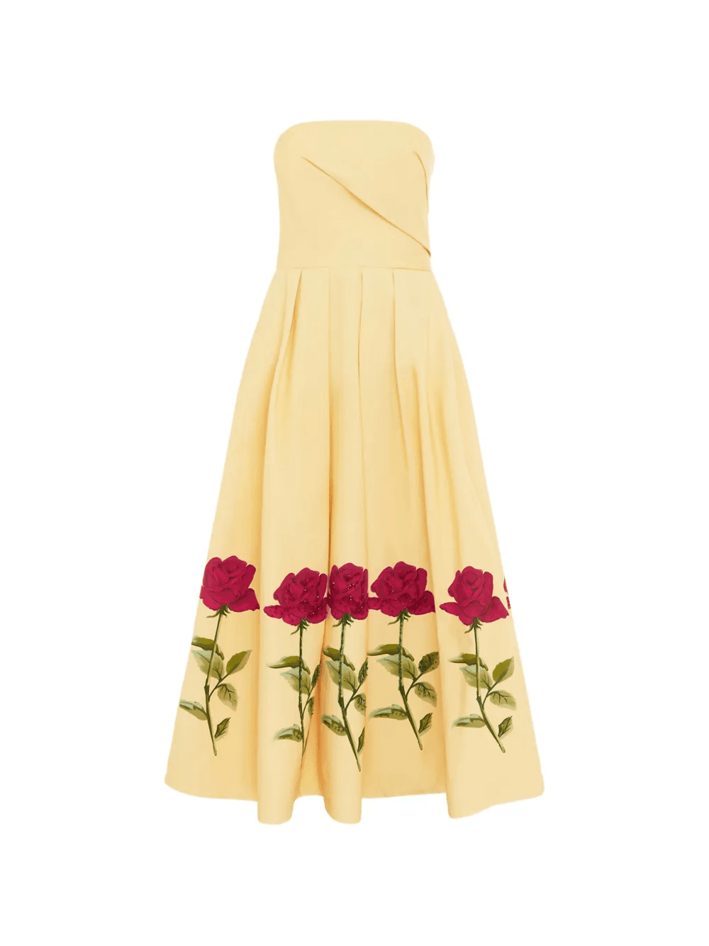 strapless rose print dress - Image 1