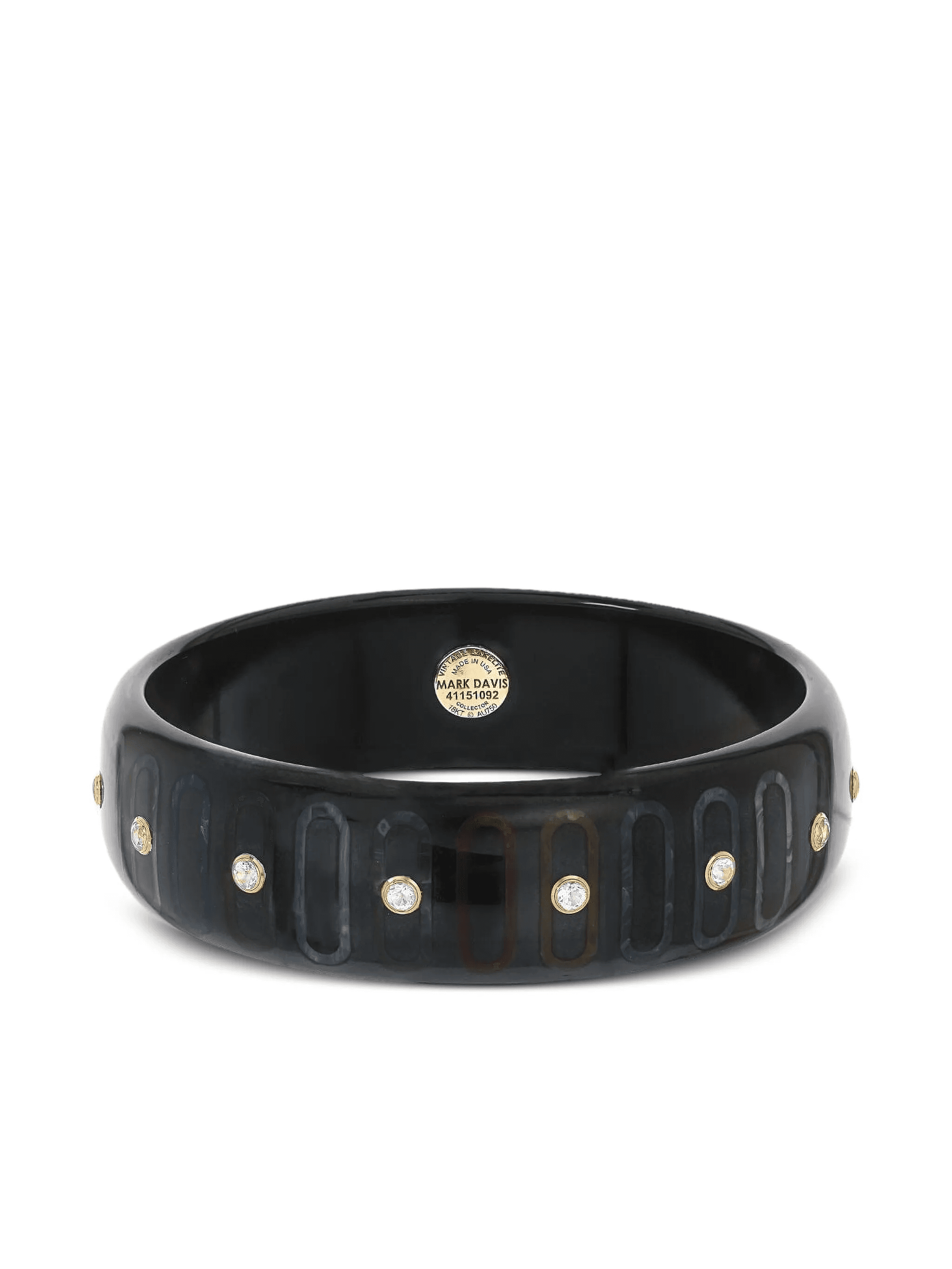 18K yellow gold white topaz and diamond bangle - Image 1