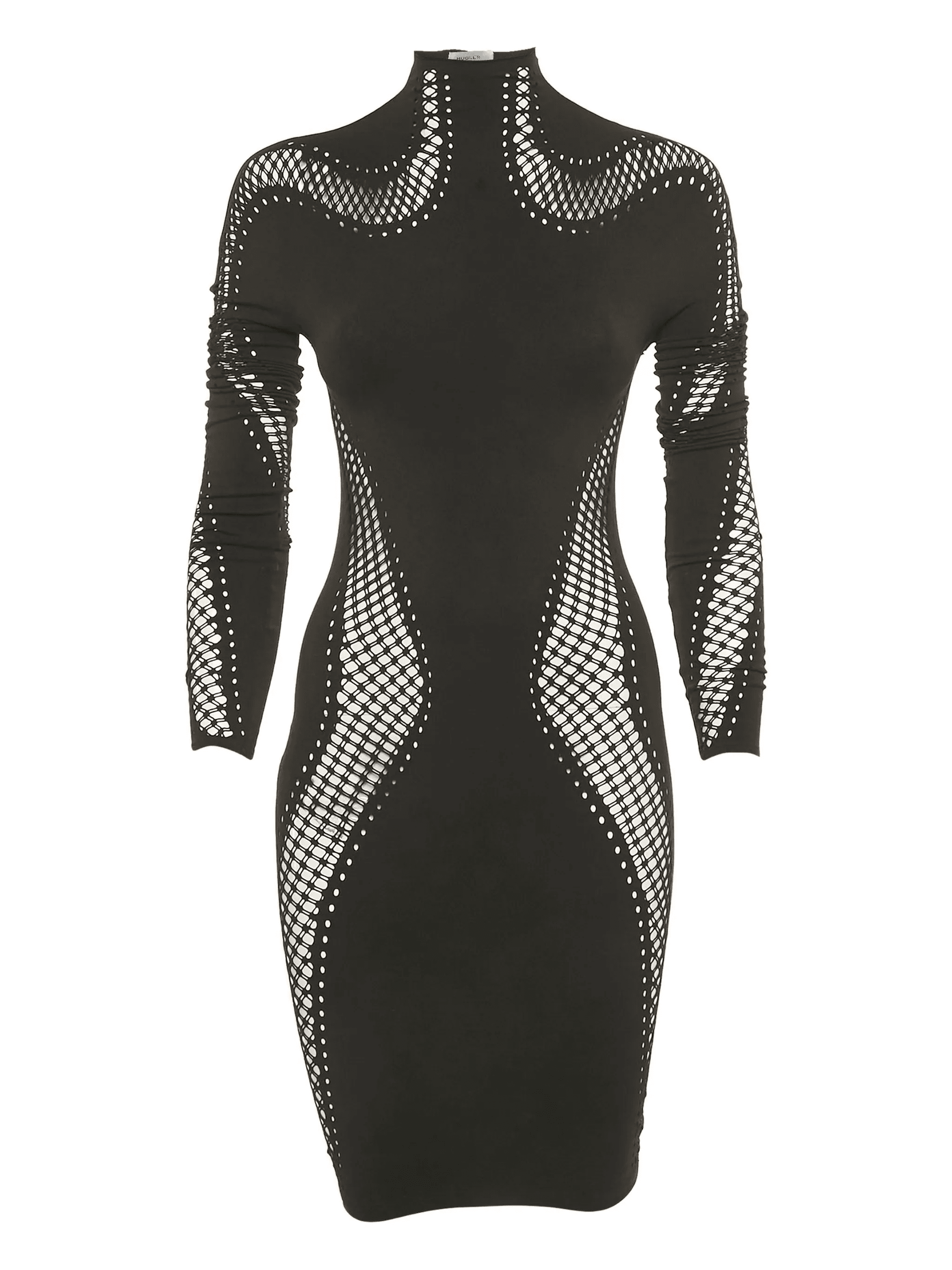 perforated high-neck mini dress - Image 1