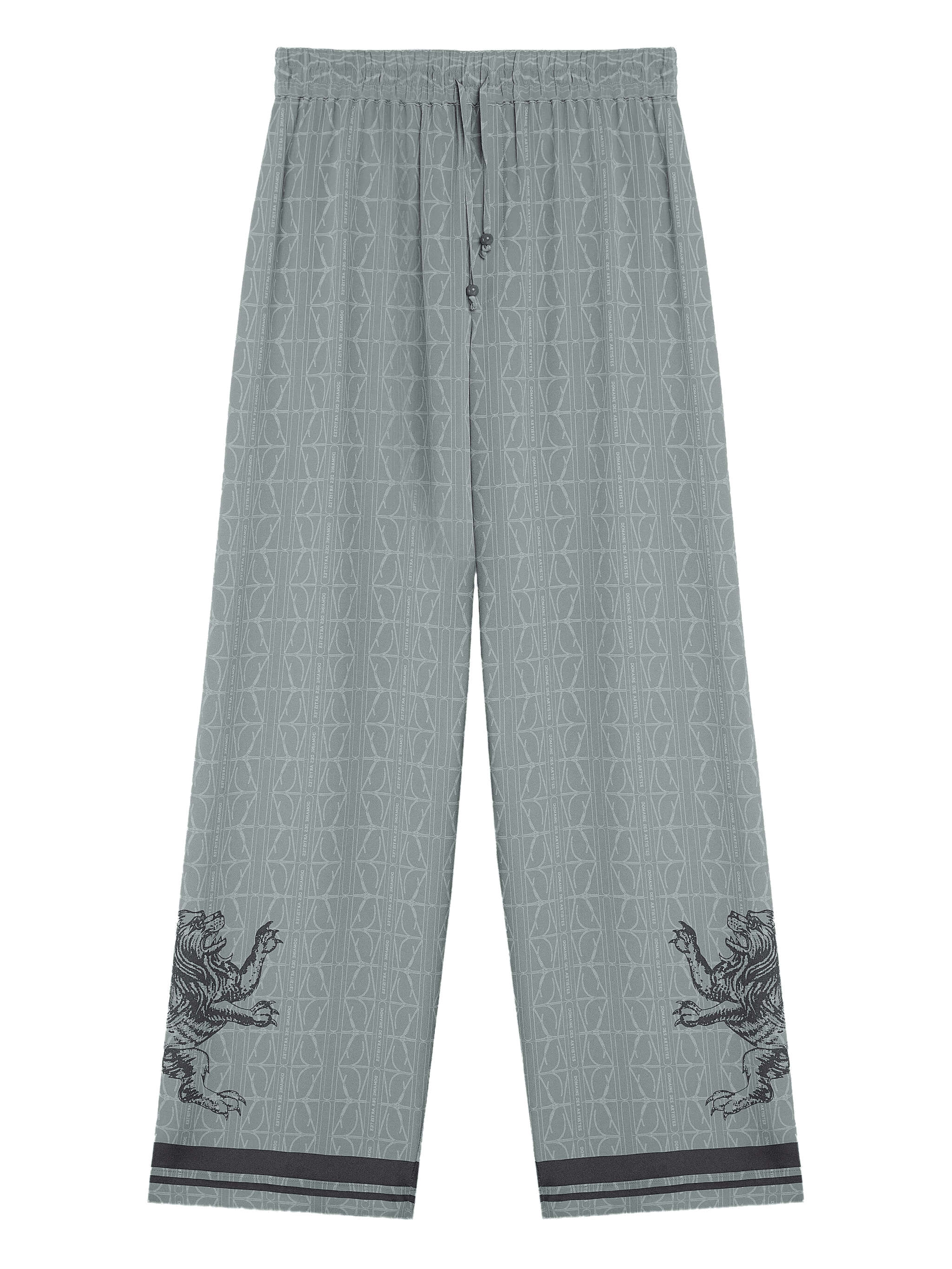 lion-embellished geometric-print pants - Image 1