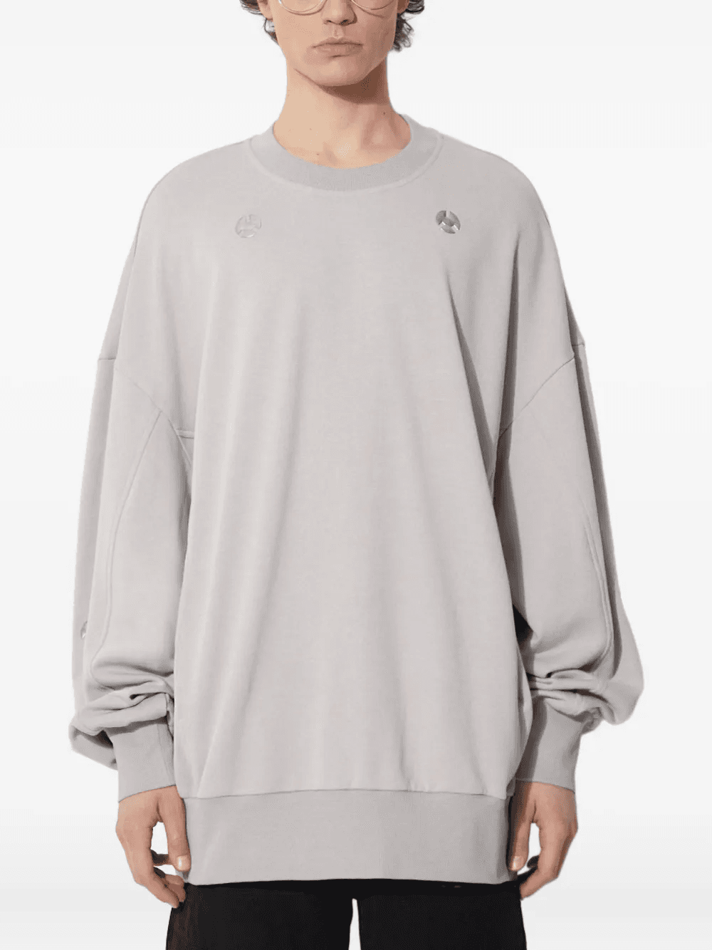 metallic-detail crew-neck sweatshirt - Image 1