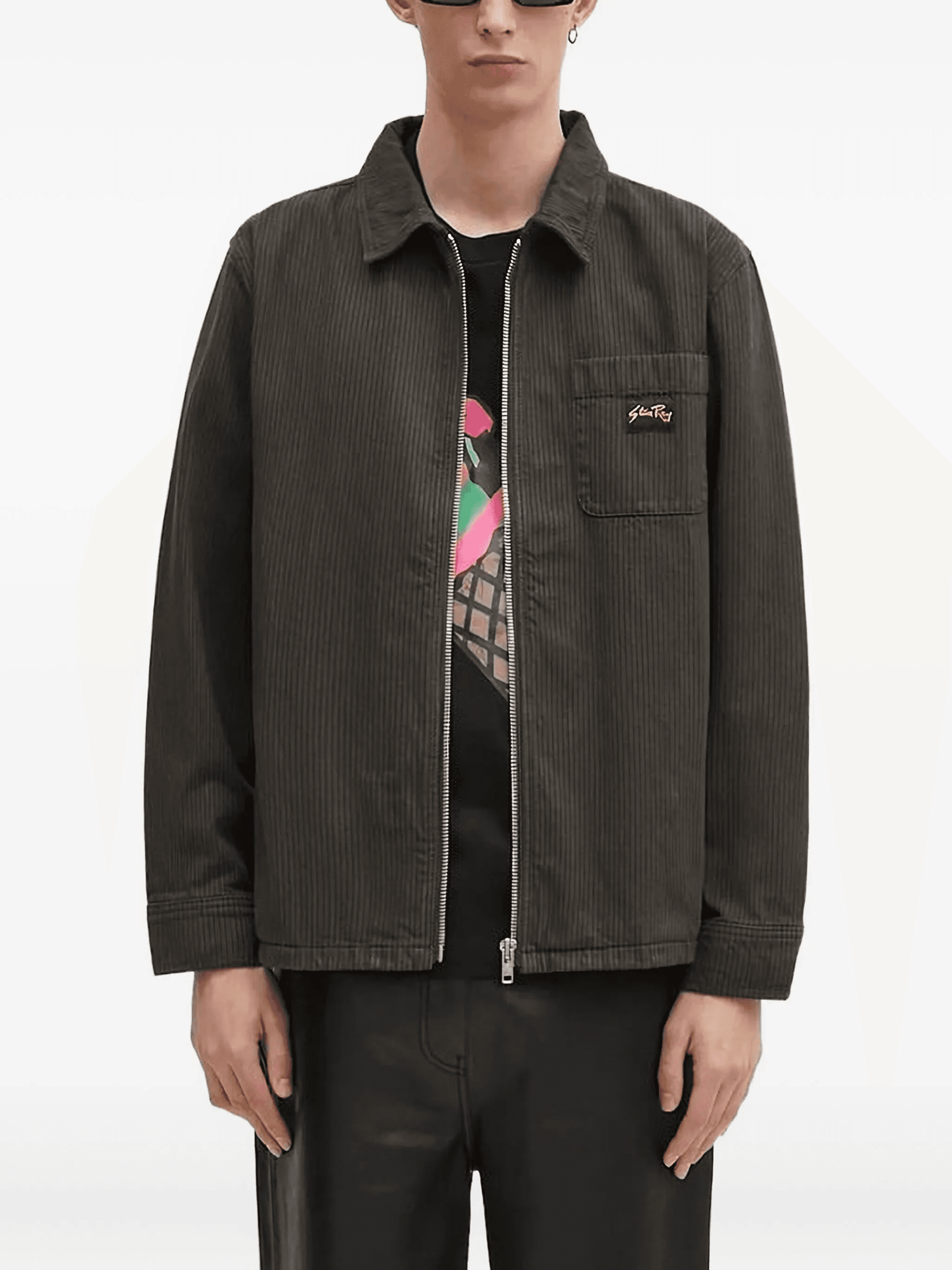 pinstripe zip-front jacket - Image 1