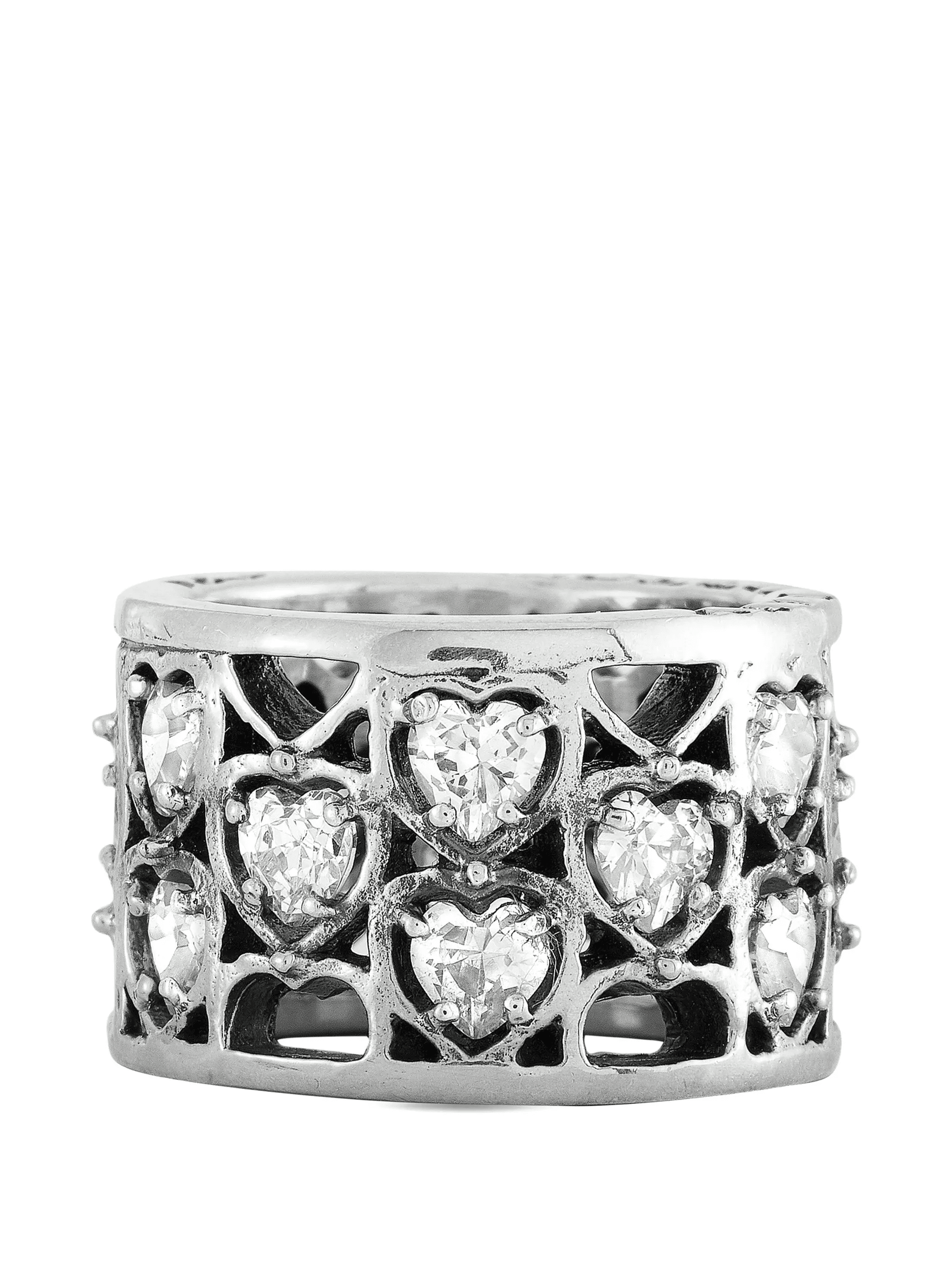heart-cut cubic-zirconia silver ring - Image 1