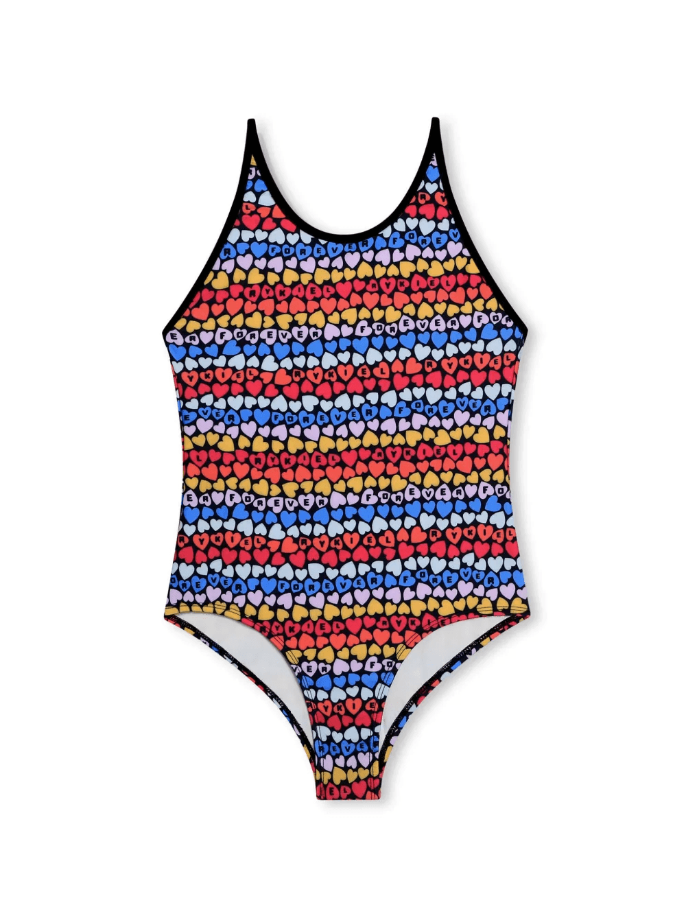 heart-print striped swimsuit - Image 1