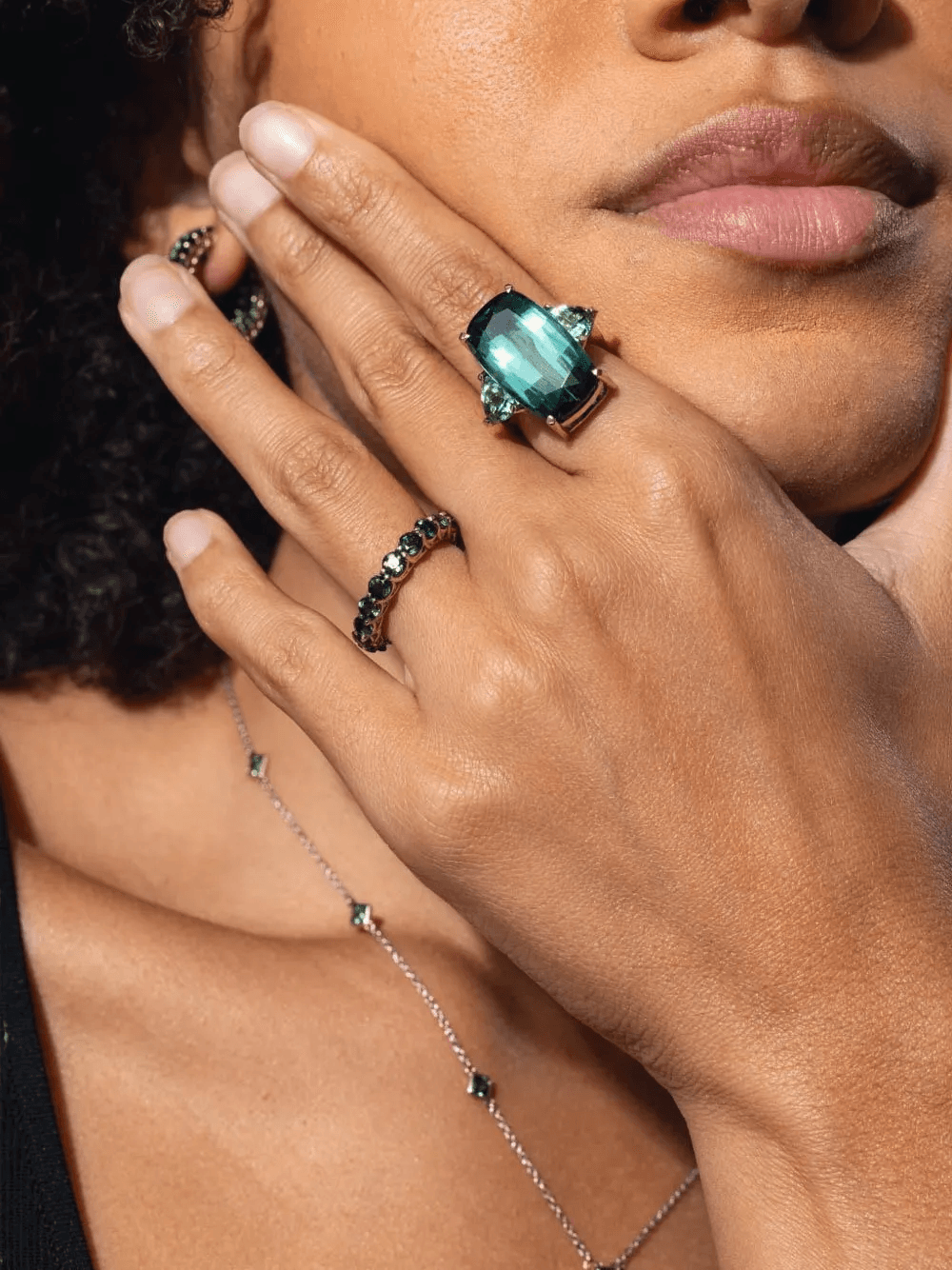 18K yellow gold tourmaline eternity ring - Image 1