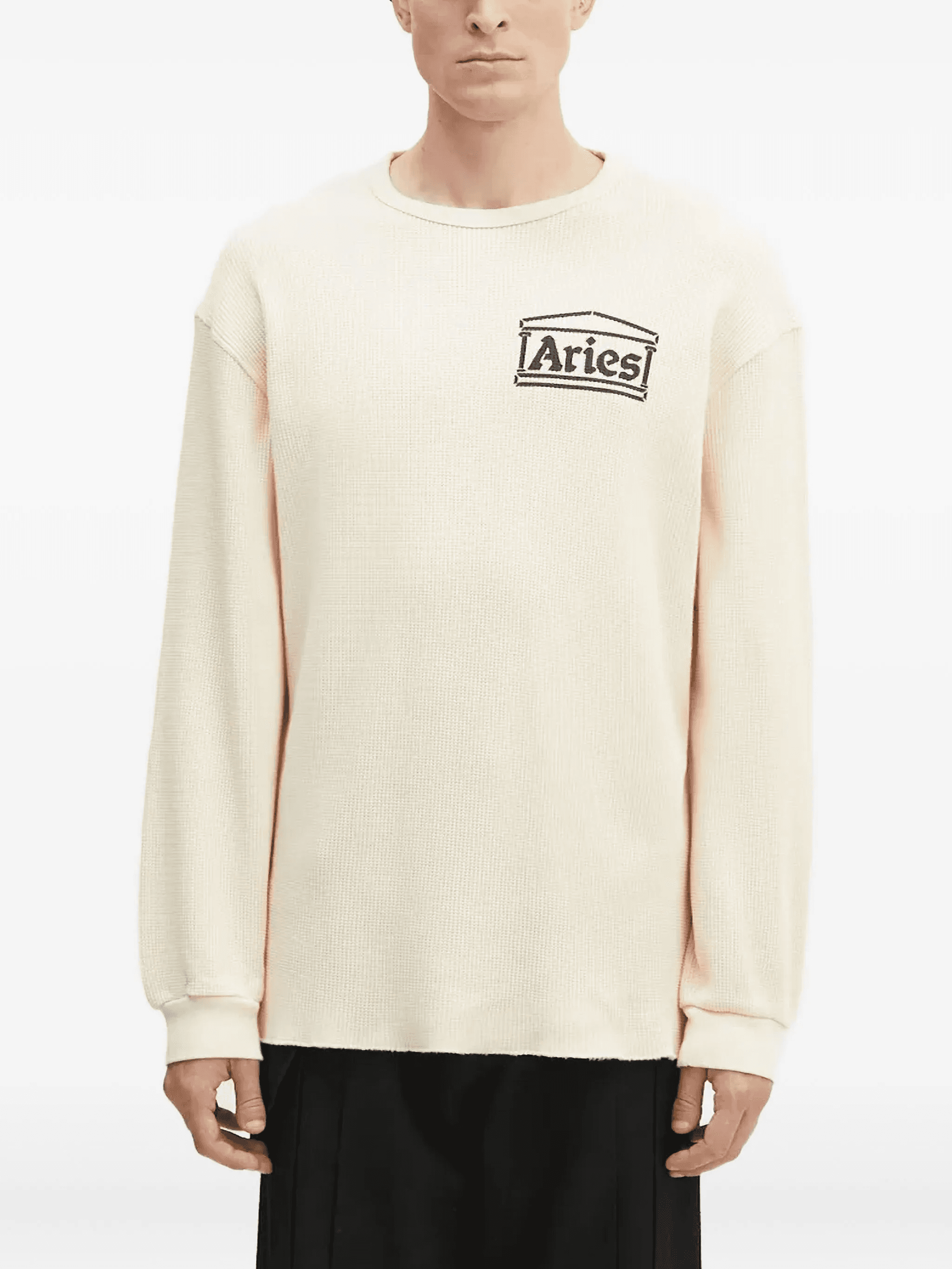 logo waffle-pattern sweatshirt - Image 1