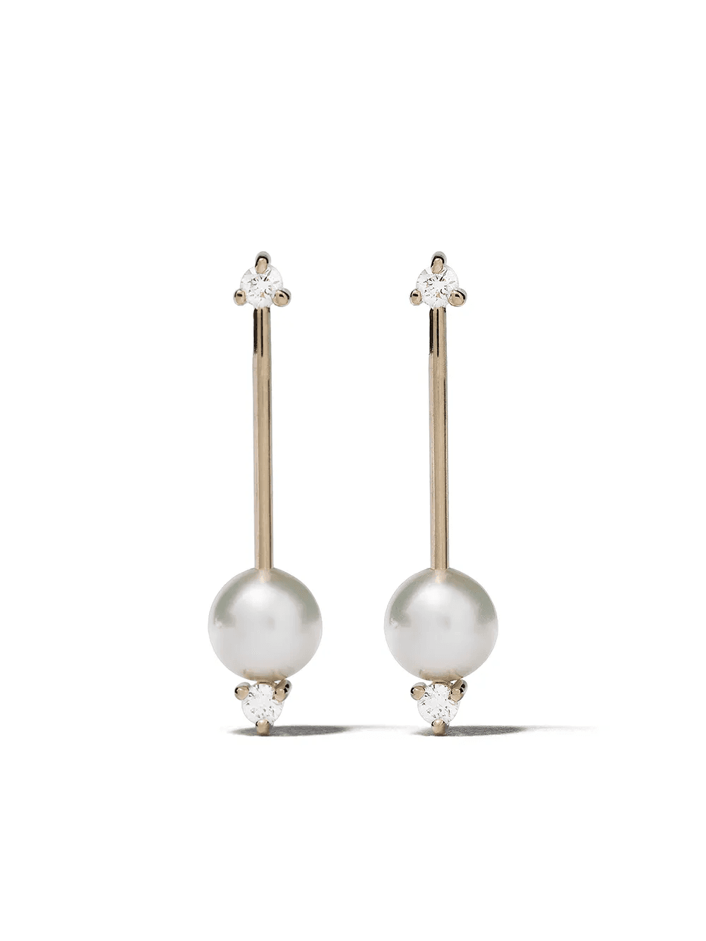 14kt gold Sea of Beauty diamond pearl bar earrings - Image 1
