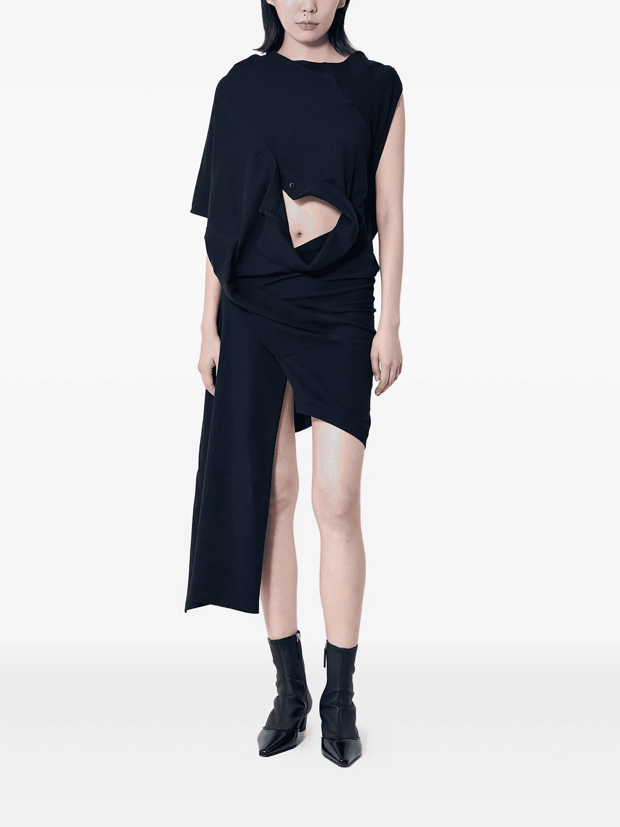 draped asymmetrical mini dress - Image 1