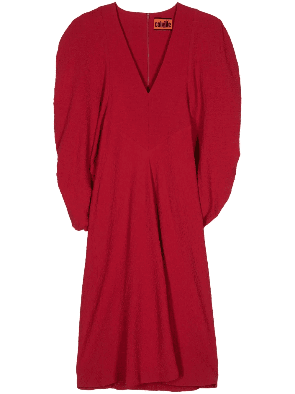 puff-sleeve crepe midi dress - Image 1