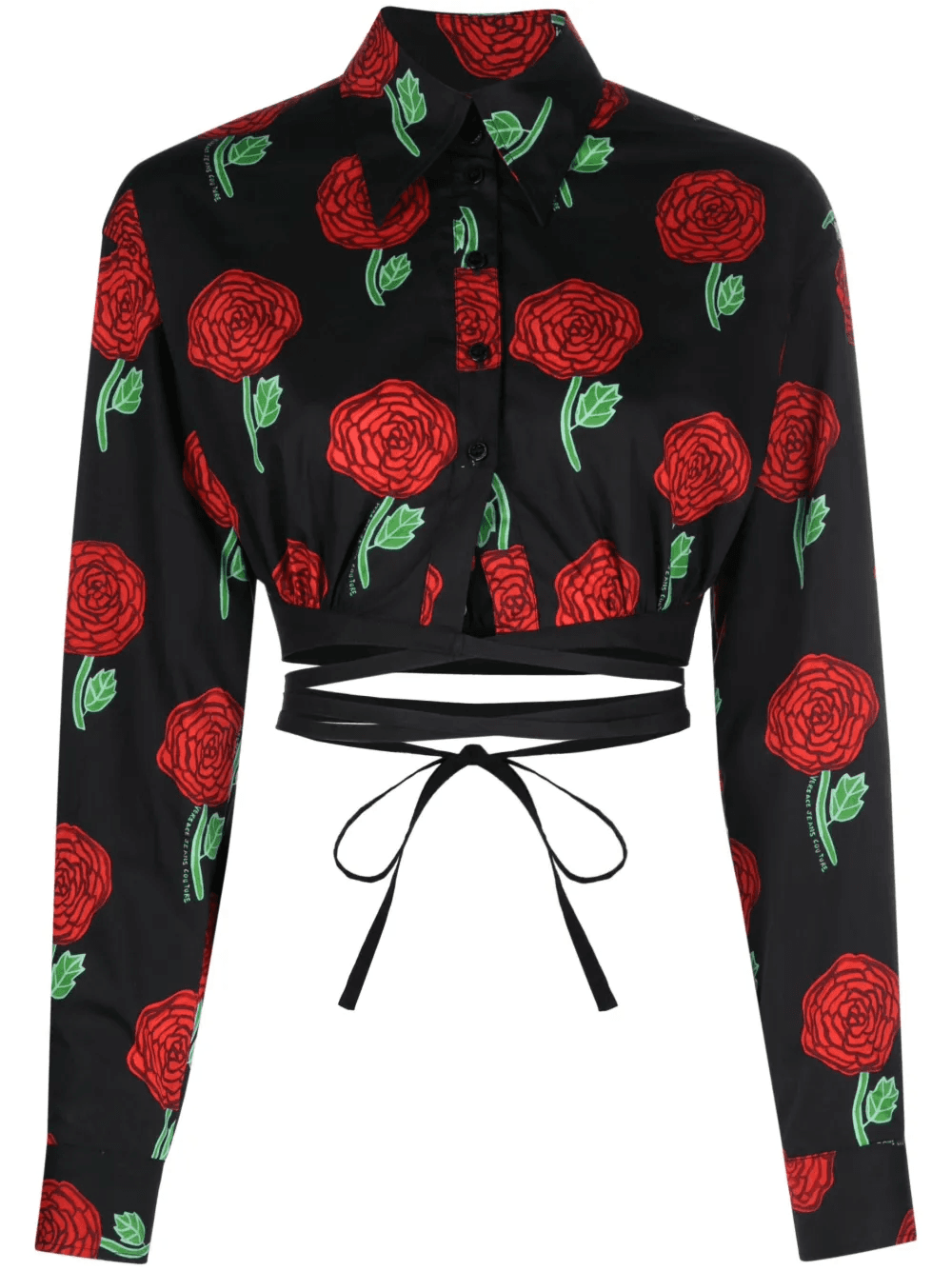 floral-print cropped blouse - Image 1